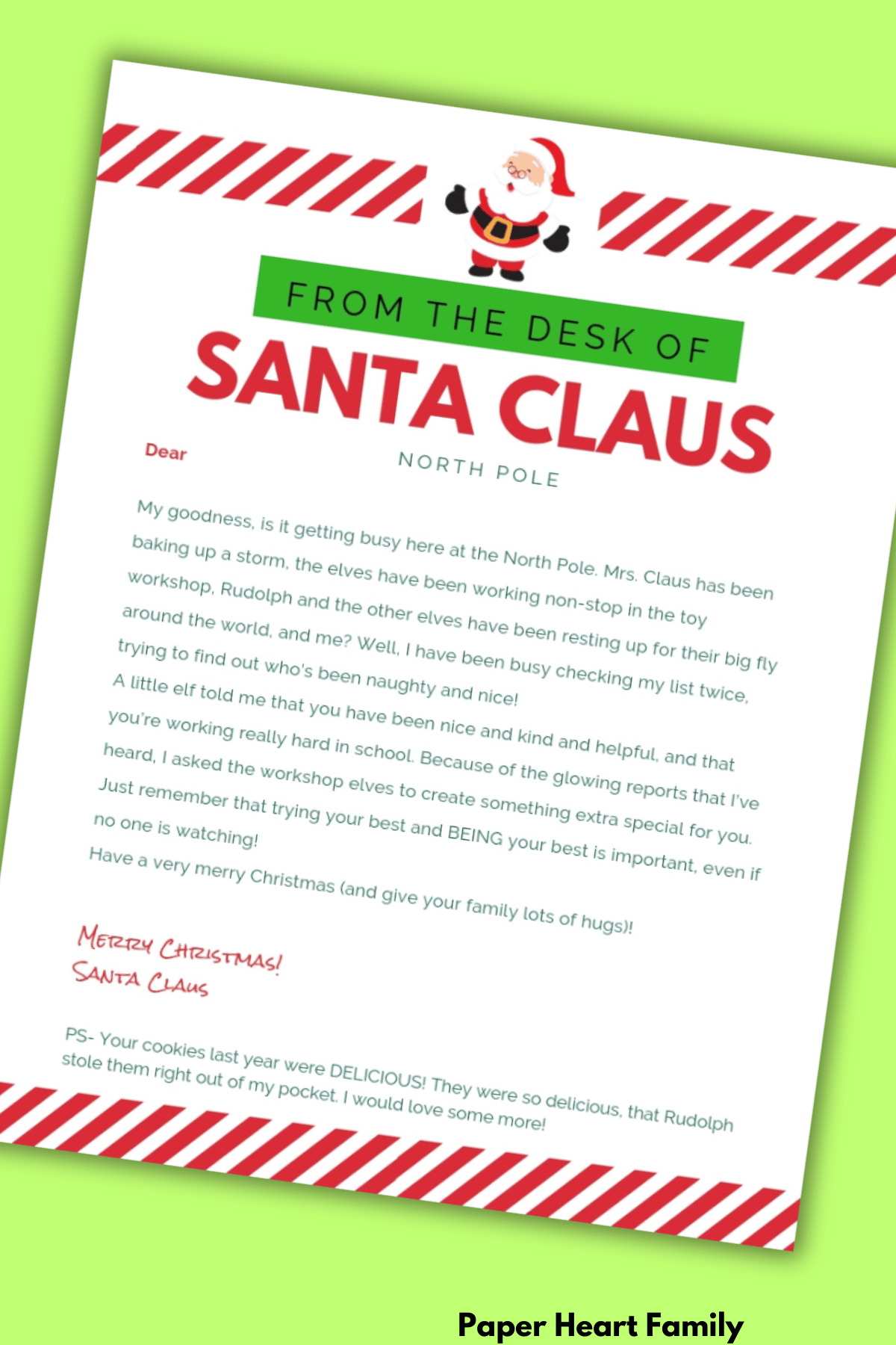Free Printable Editable Letter From Santa For Kids Free Printable Editable Letter From Santa For Kids