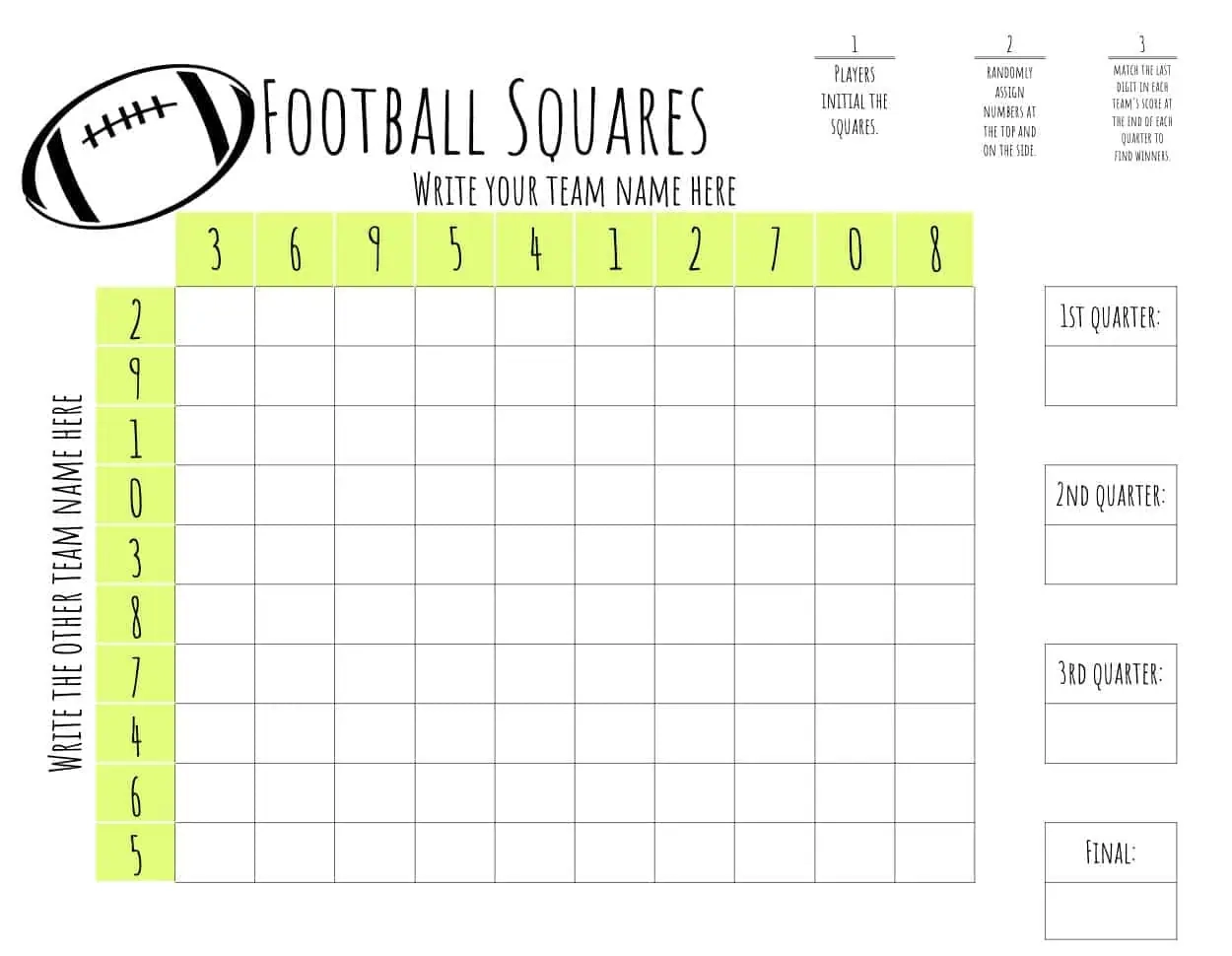 Free Printable Football Squares Template Lamberts Lately