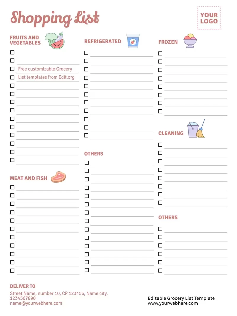 Free Printable Grocery List Templates Free Printable Grocery List Templates