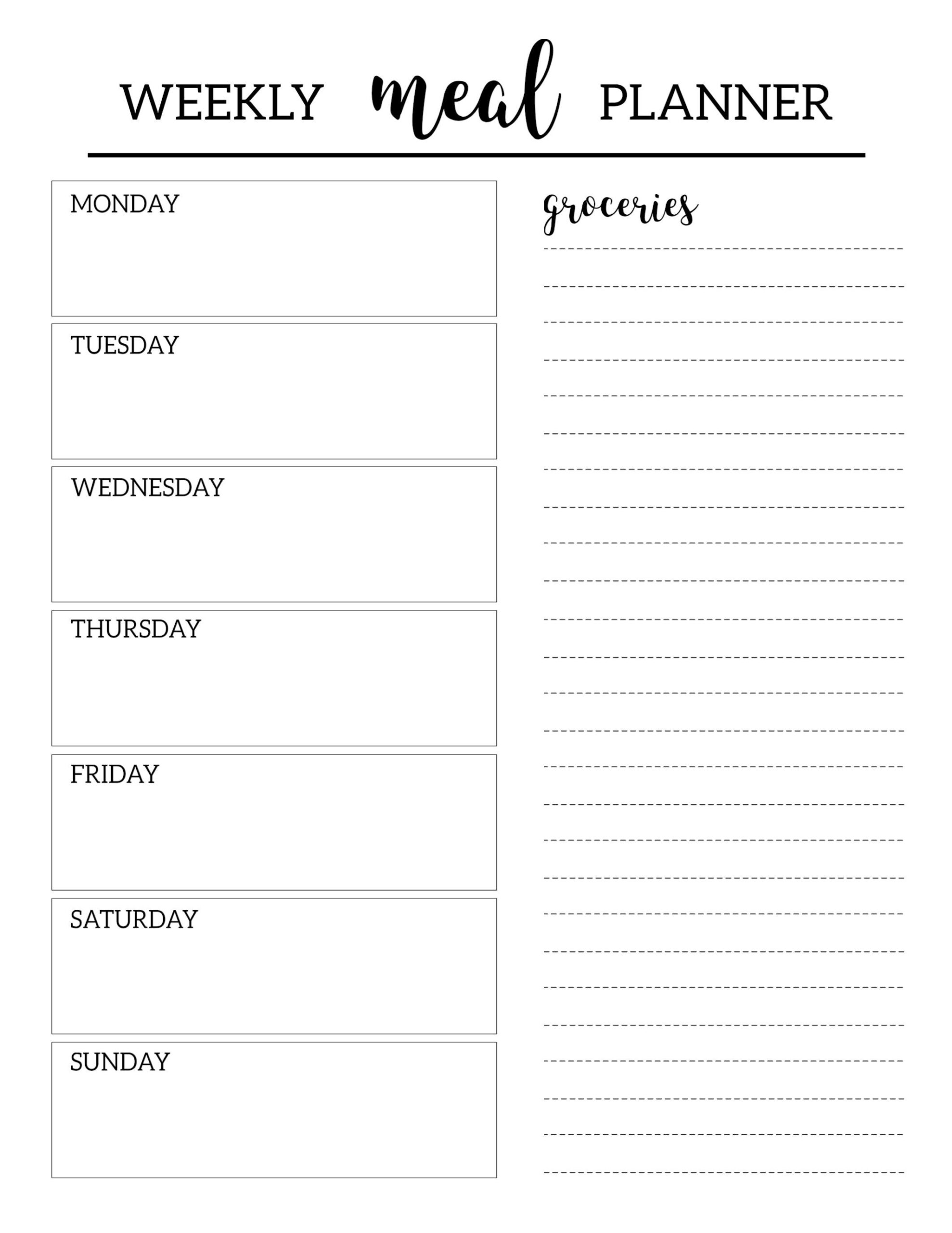Free Printable Meal Planner Template Paper Trail Design