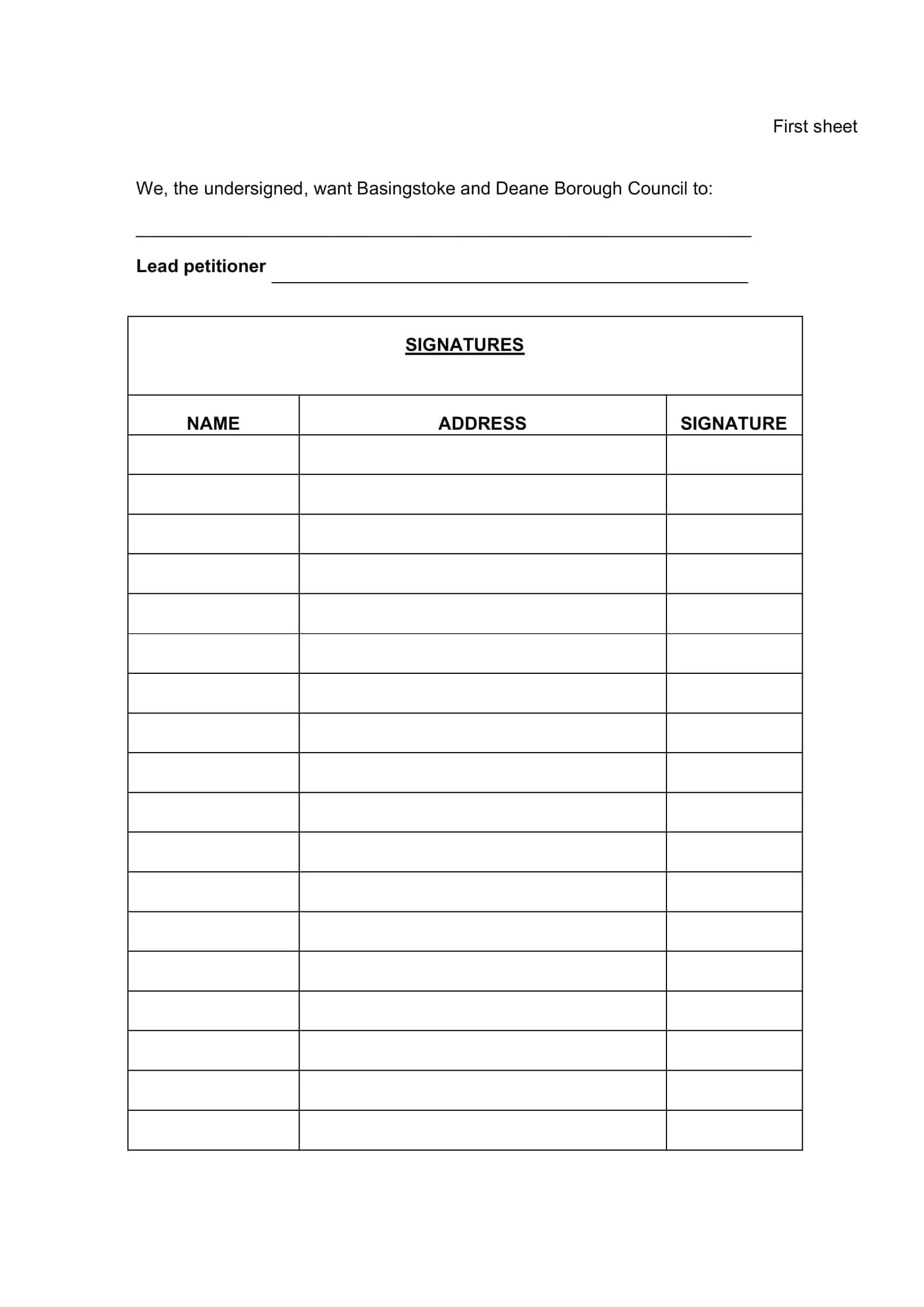 Free Printable Petition Templates Word PDF Google Docs Forms