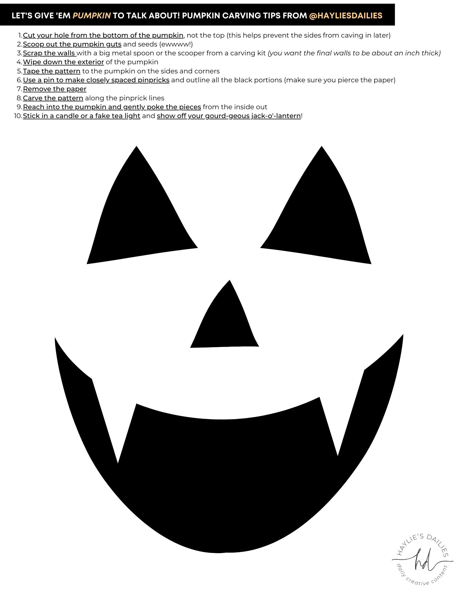 Free Printable Pumpkin Carving Patterns For The Most Boo tiful Jack o Lanterns In Town Haylie s Dailies