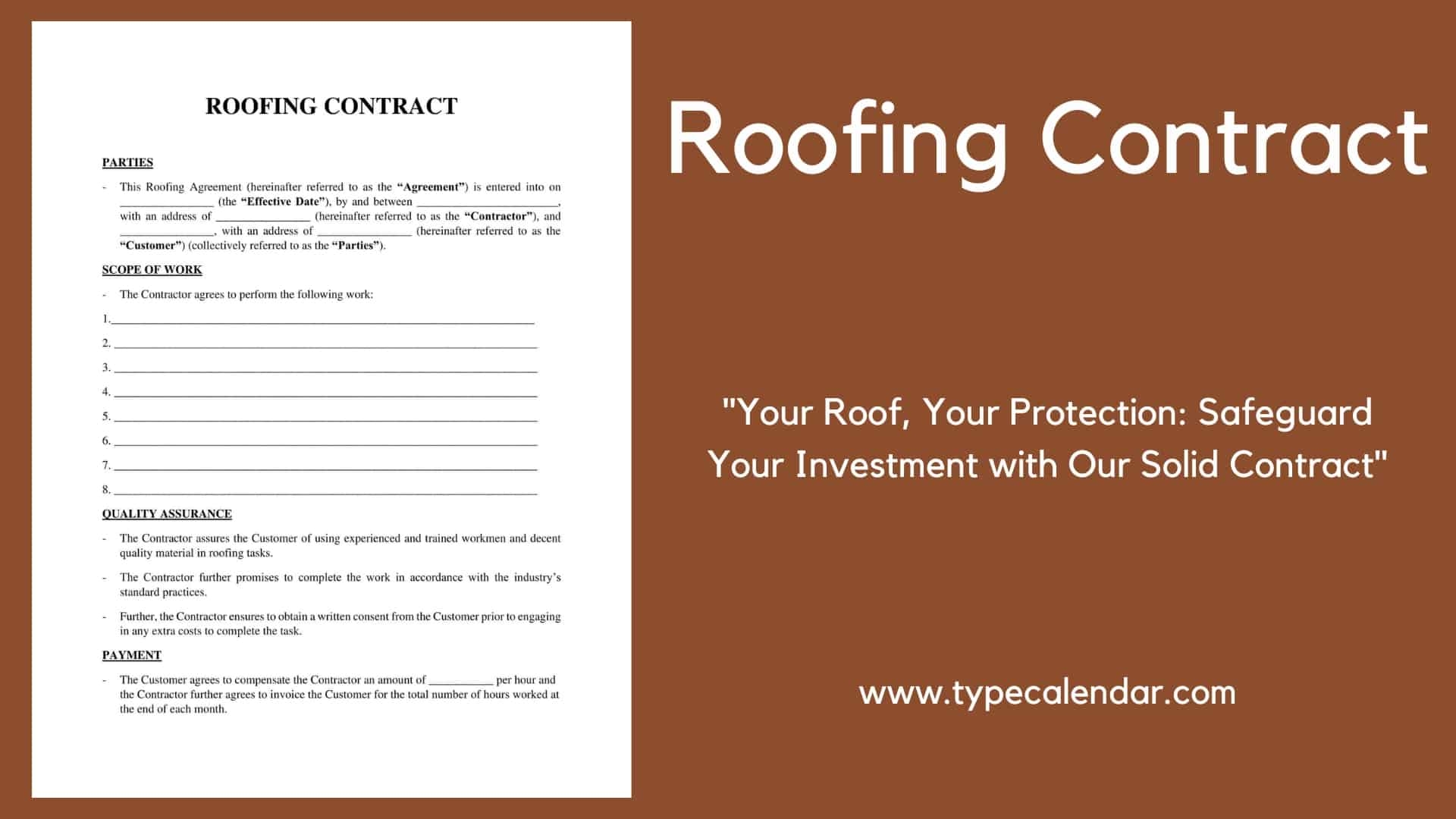 Free Printable Roofing Contract Template PDF Excel Word Examples Simple