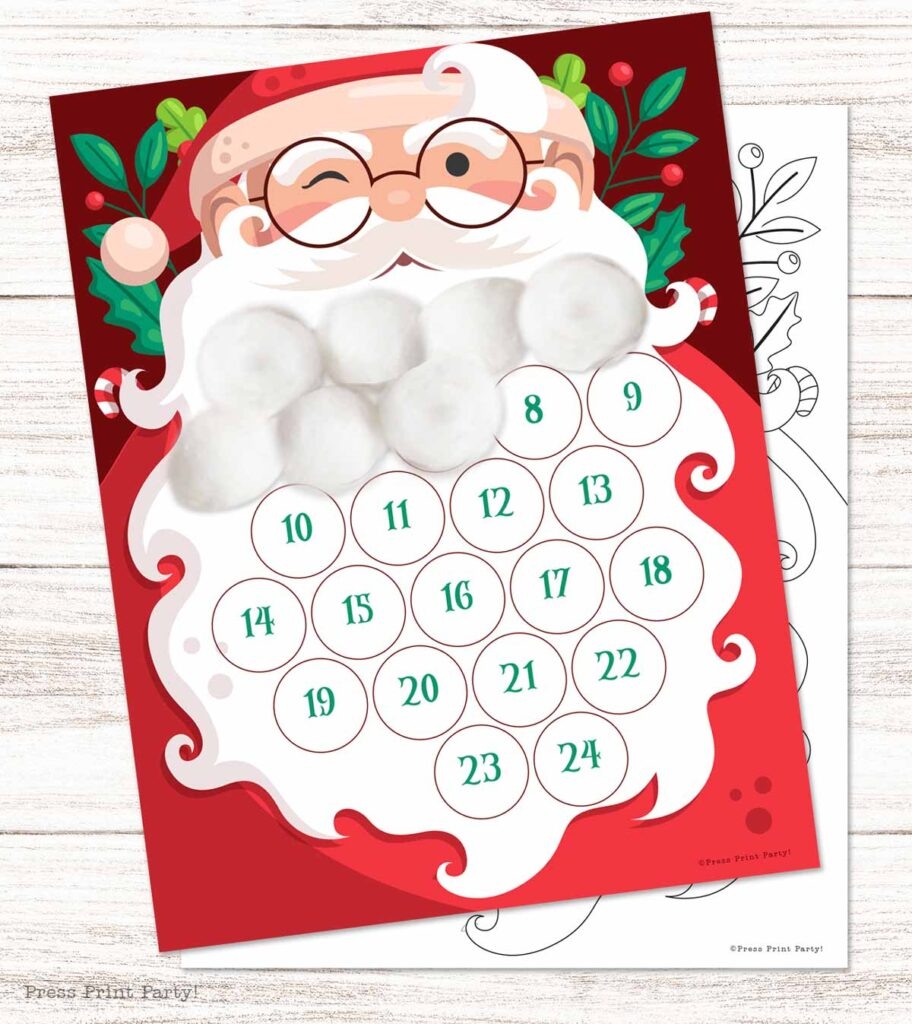 Free Printable Santa Beard Countdown Advent Calendar