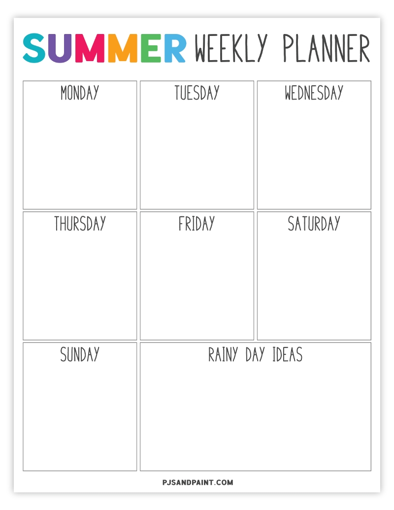 Free Printable Summer Planner And Summer Schedule Template