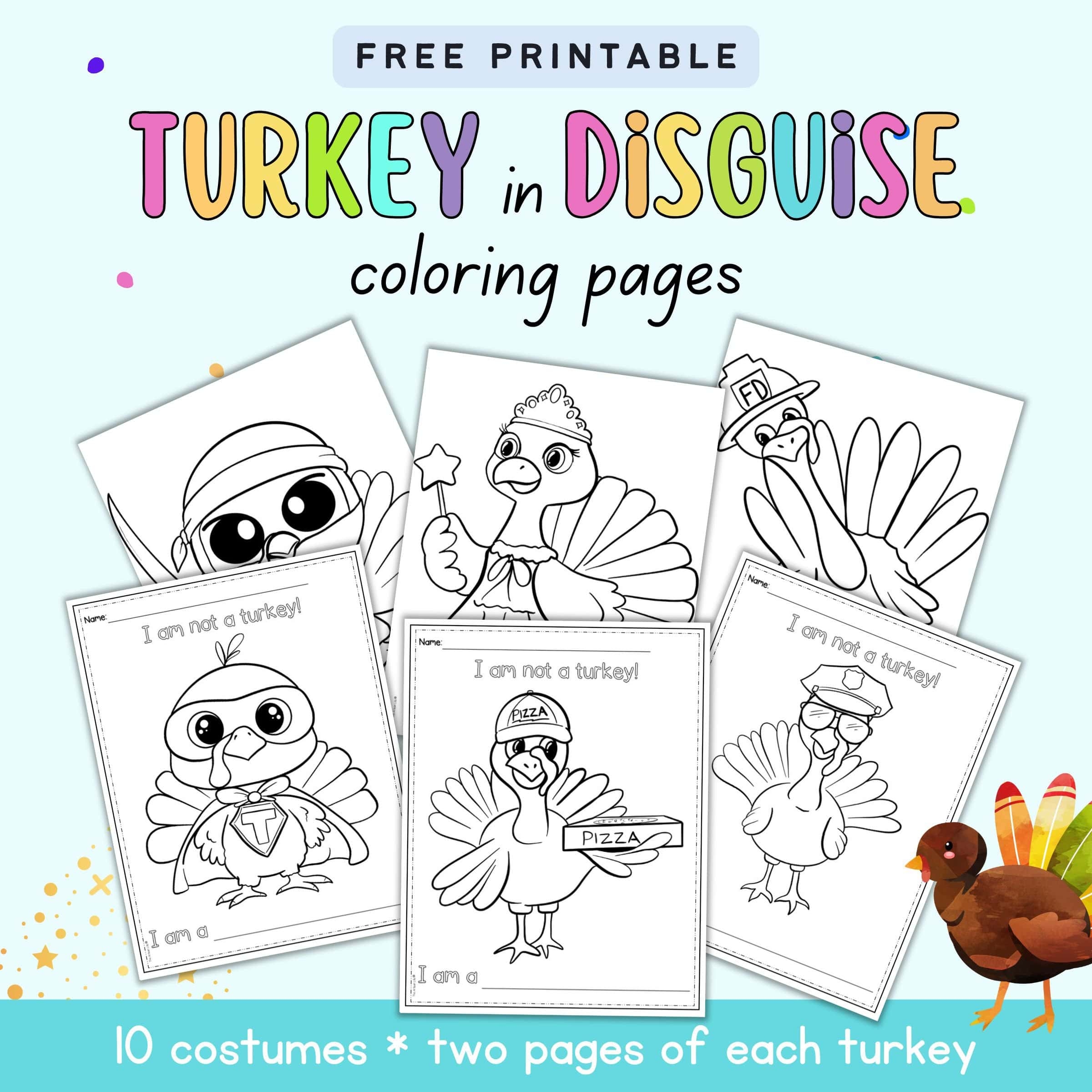 Template Turkey In Disguise Printable Outfits