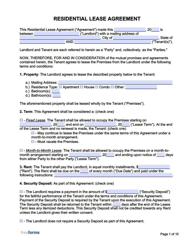 Free Rental Lease Agreement Templates PDF Word Free Rental Lease Agreement Templates PDF Word