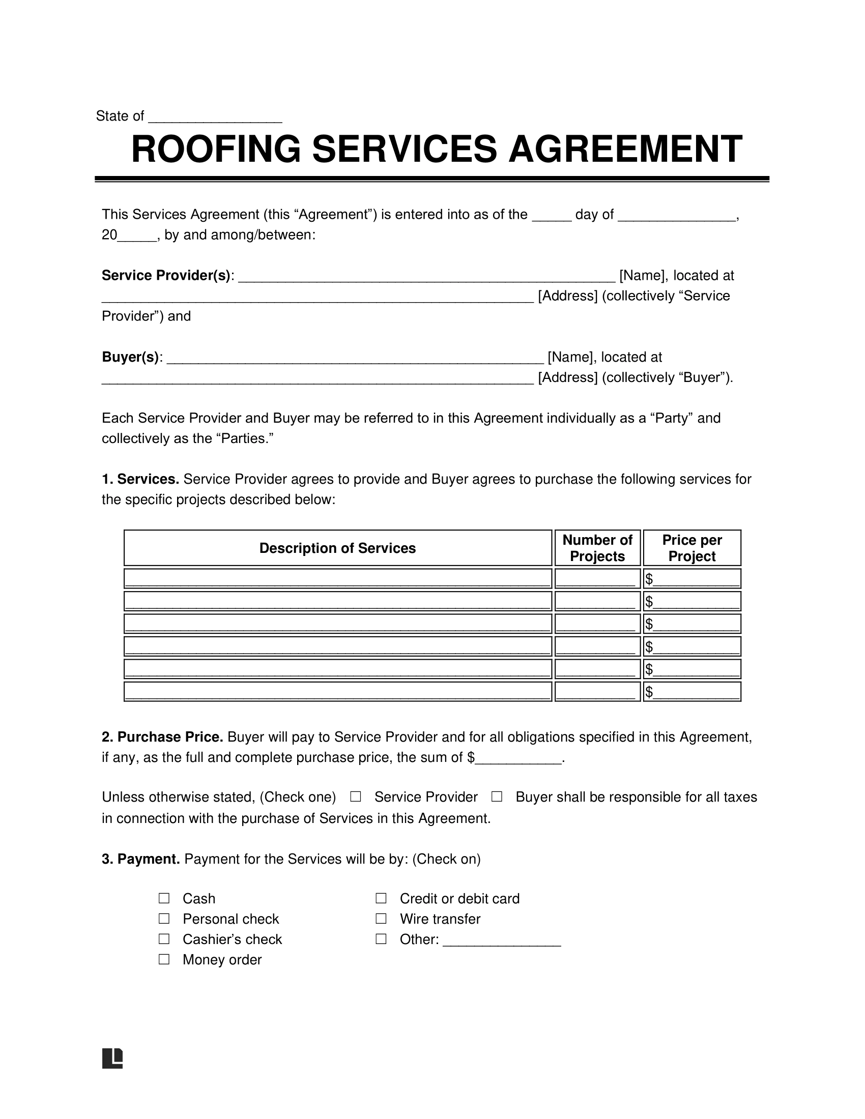 Free Roofing Contract Template PDF Word