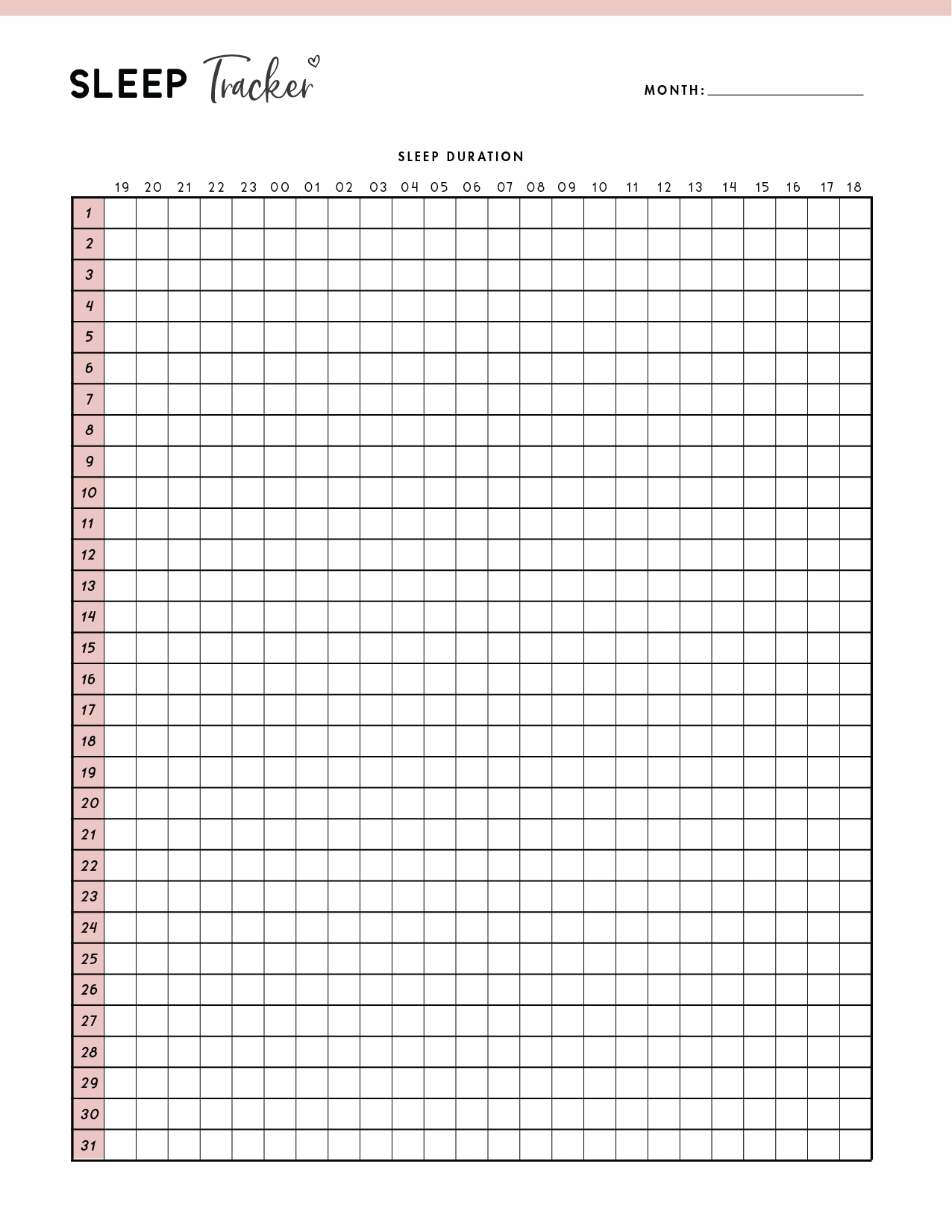 FREE Sleep Log Printable Template World Of Printables