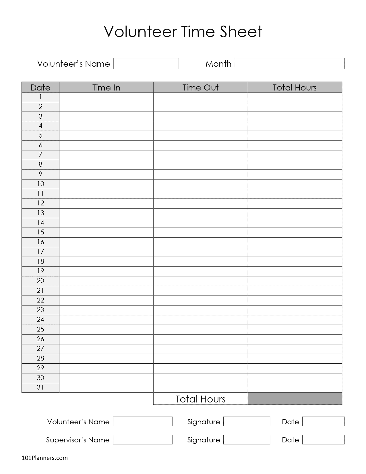 Free Printable Time Sheet Template