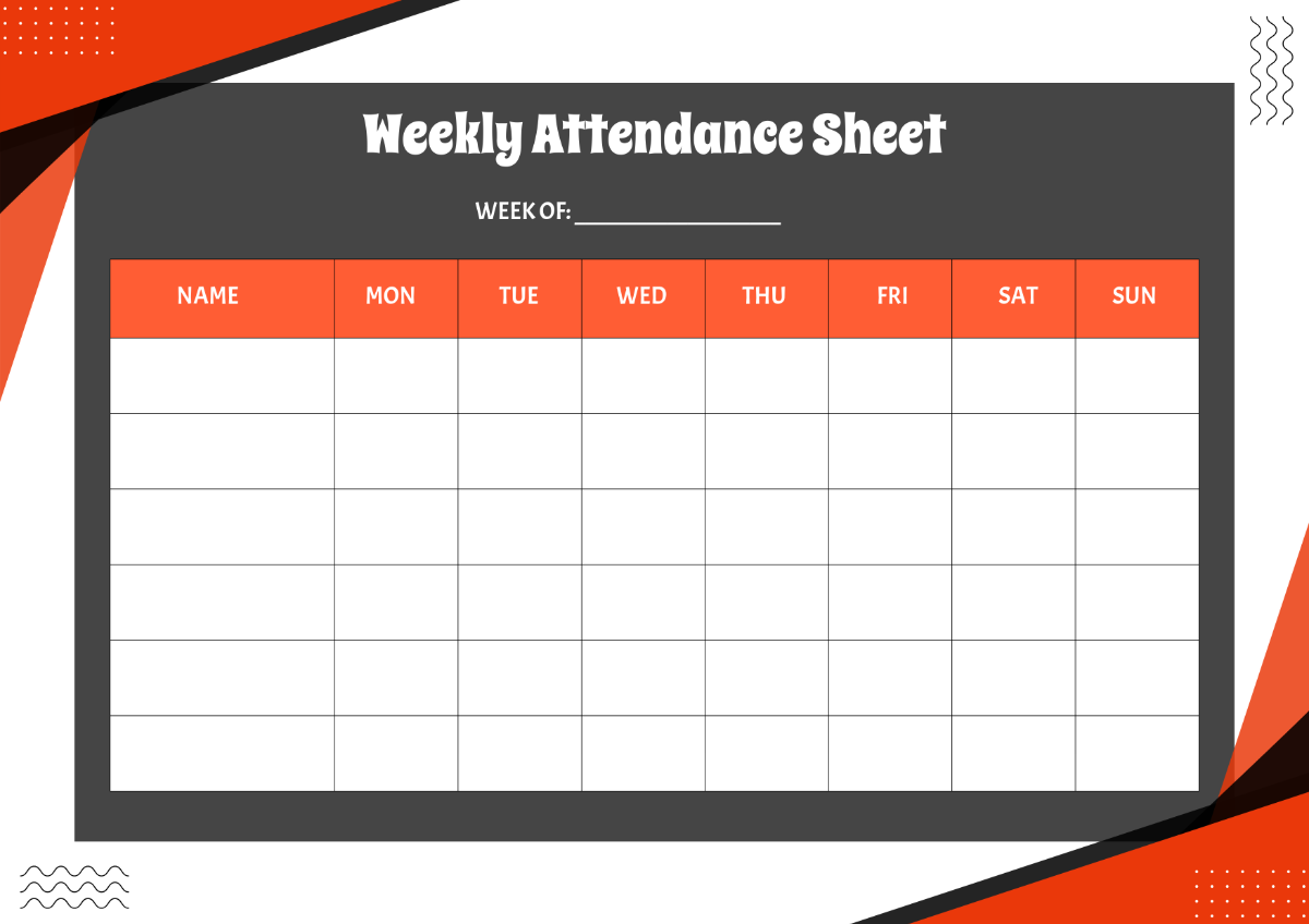 Free Weekly Attendance Sheet Template To Edit Online Free Weekly Attendance Sheet Template To Edit Online