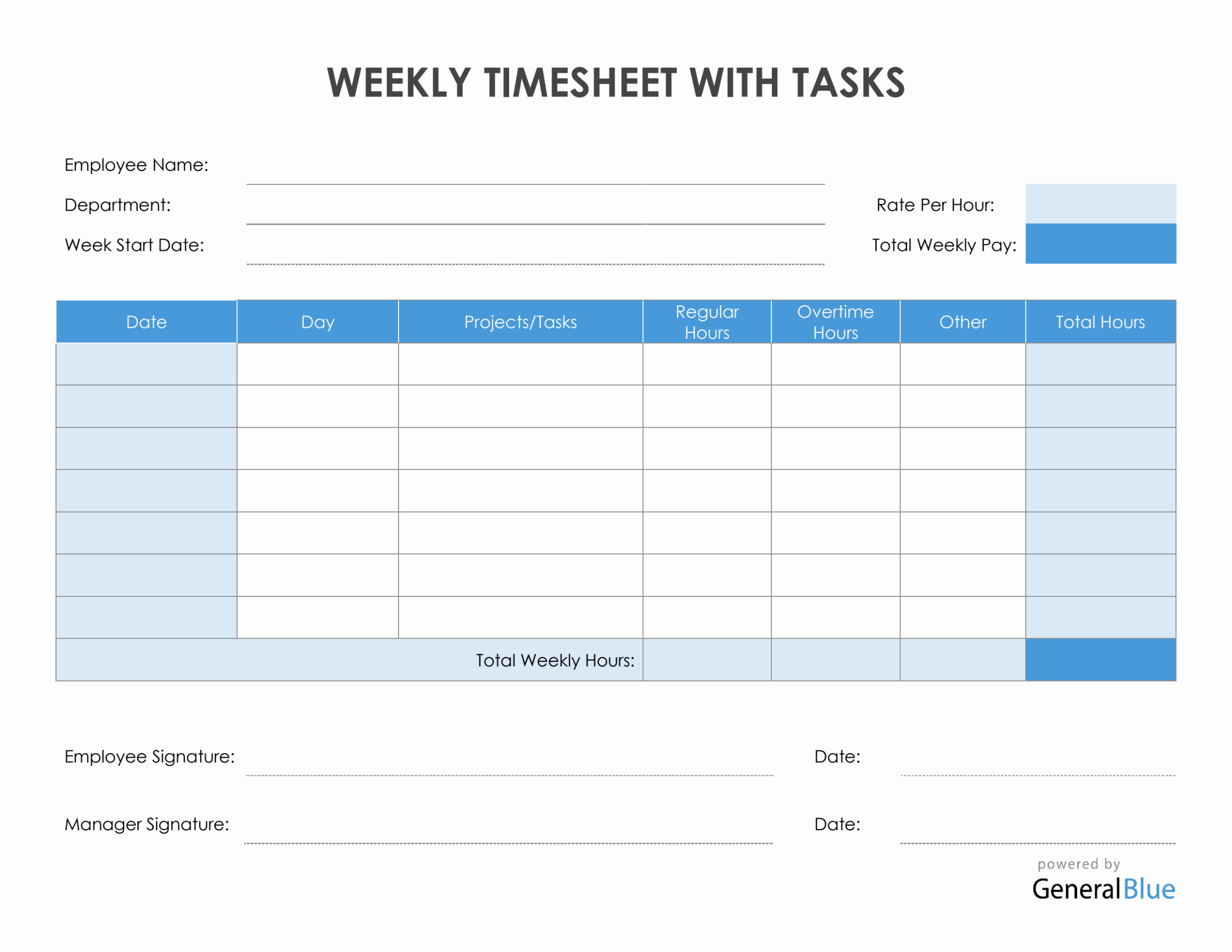 Free Word Weekly Timesheet Templates