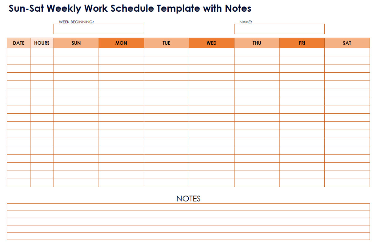 Free Work Schedule Templates For Word And Excel