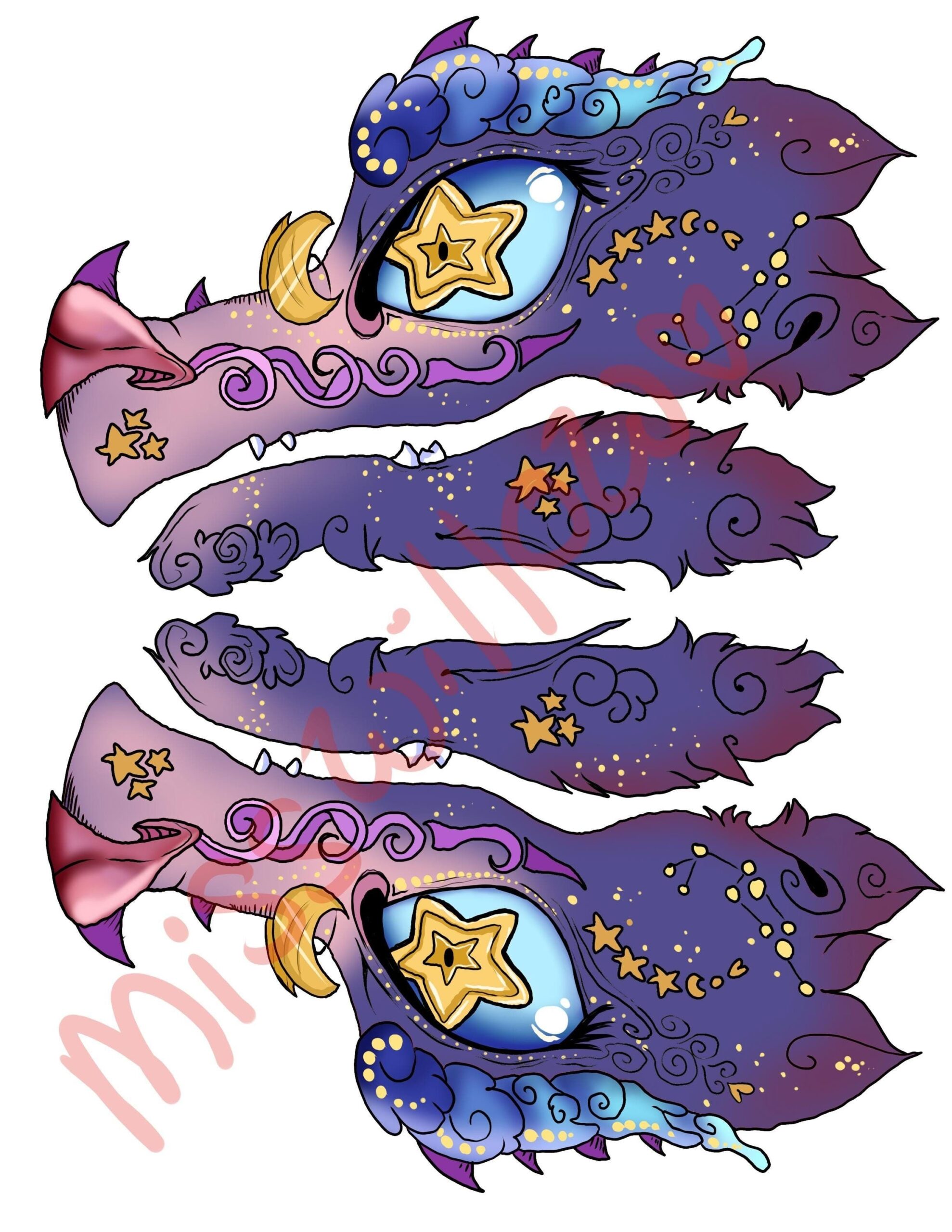 Galaxy Printable Paper Dragon Puppet Template Base Pattern