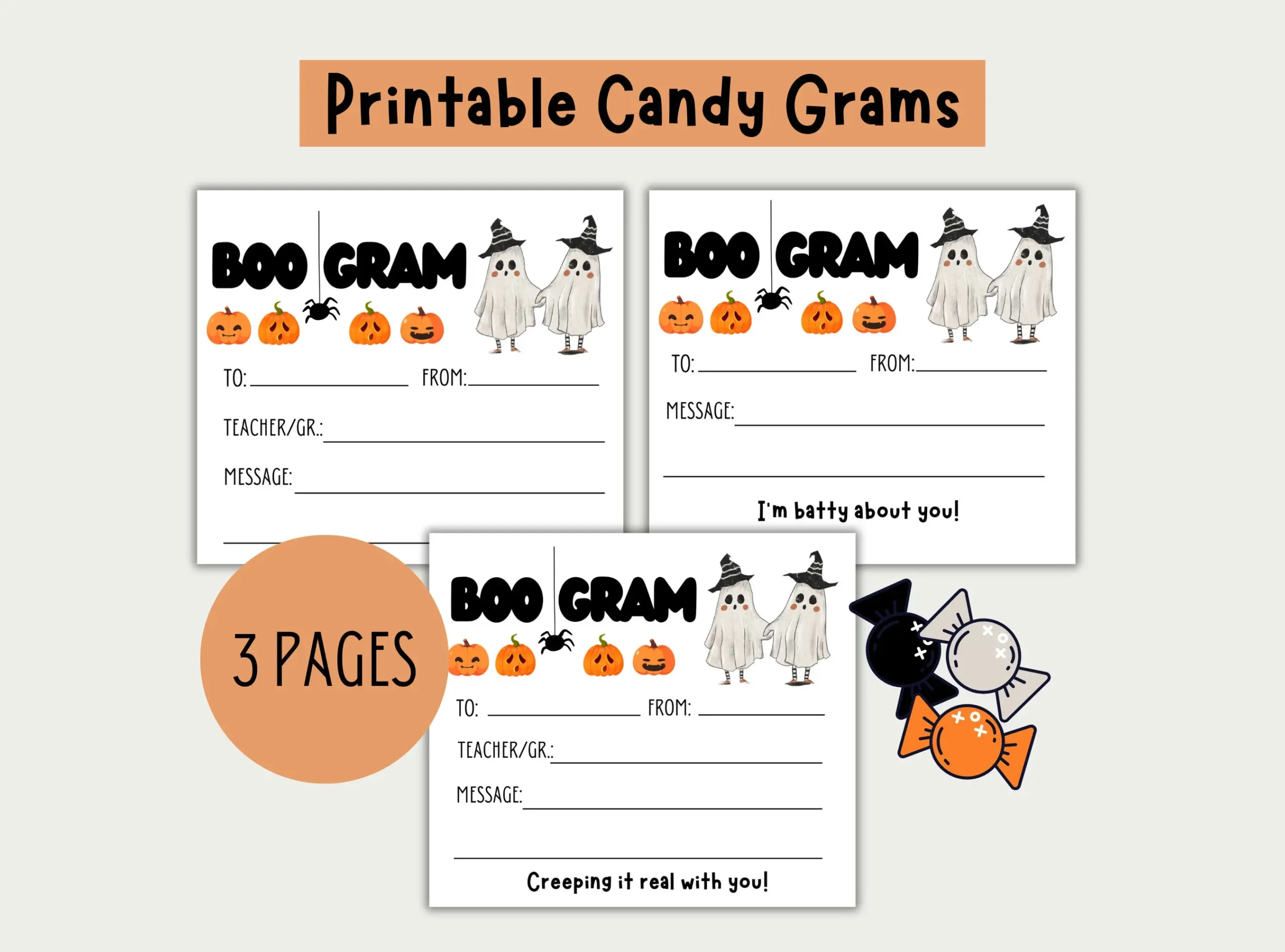 Halloween Candy Gram Printable Boo Gram PTO PTA Fundraiser Etsy