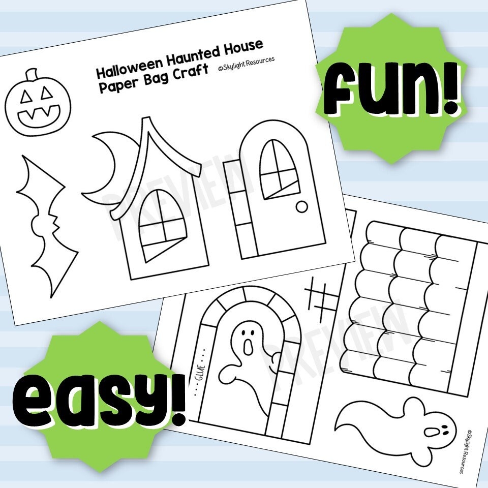 Halloween Haunted House Paper Bag Craft Activity For Kids Etsy
