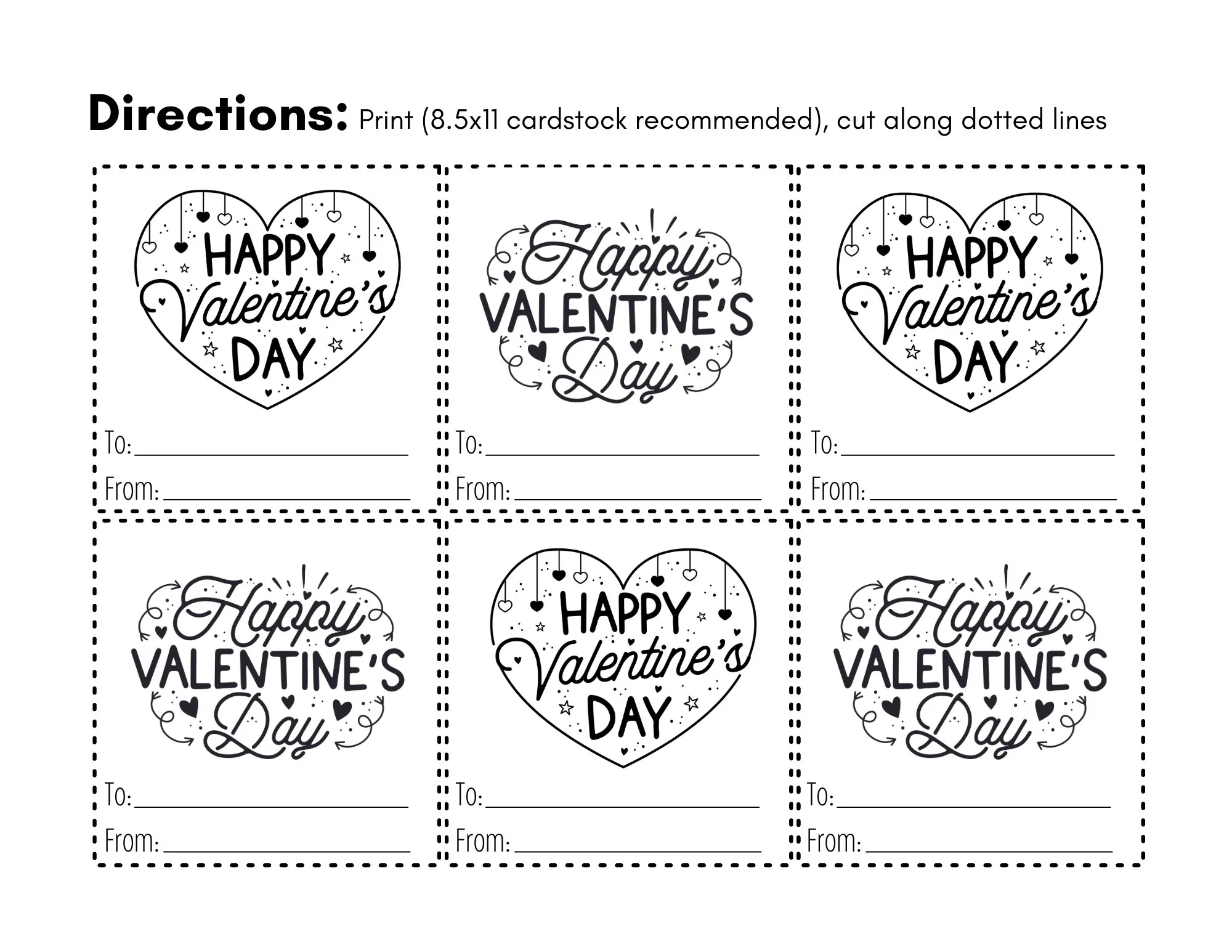 Valentine'S Day Card Template Printable