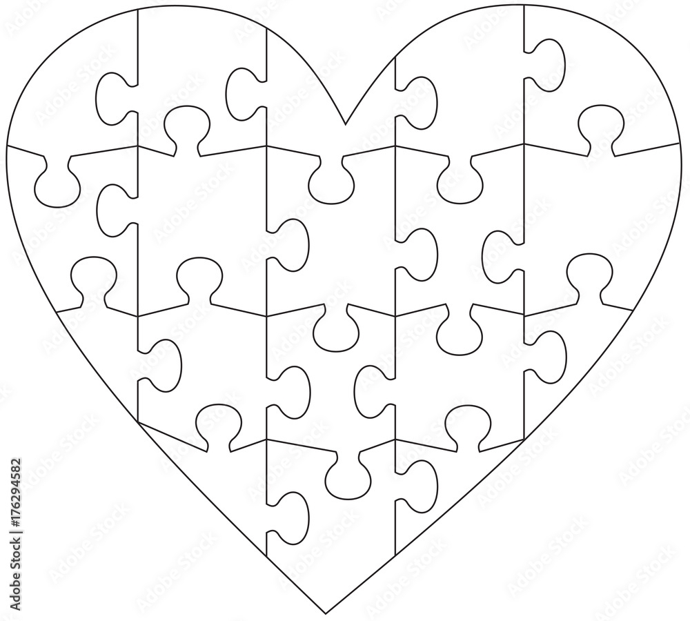 Heart Puzzle Template Stock Vector Adobe Stock