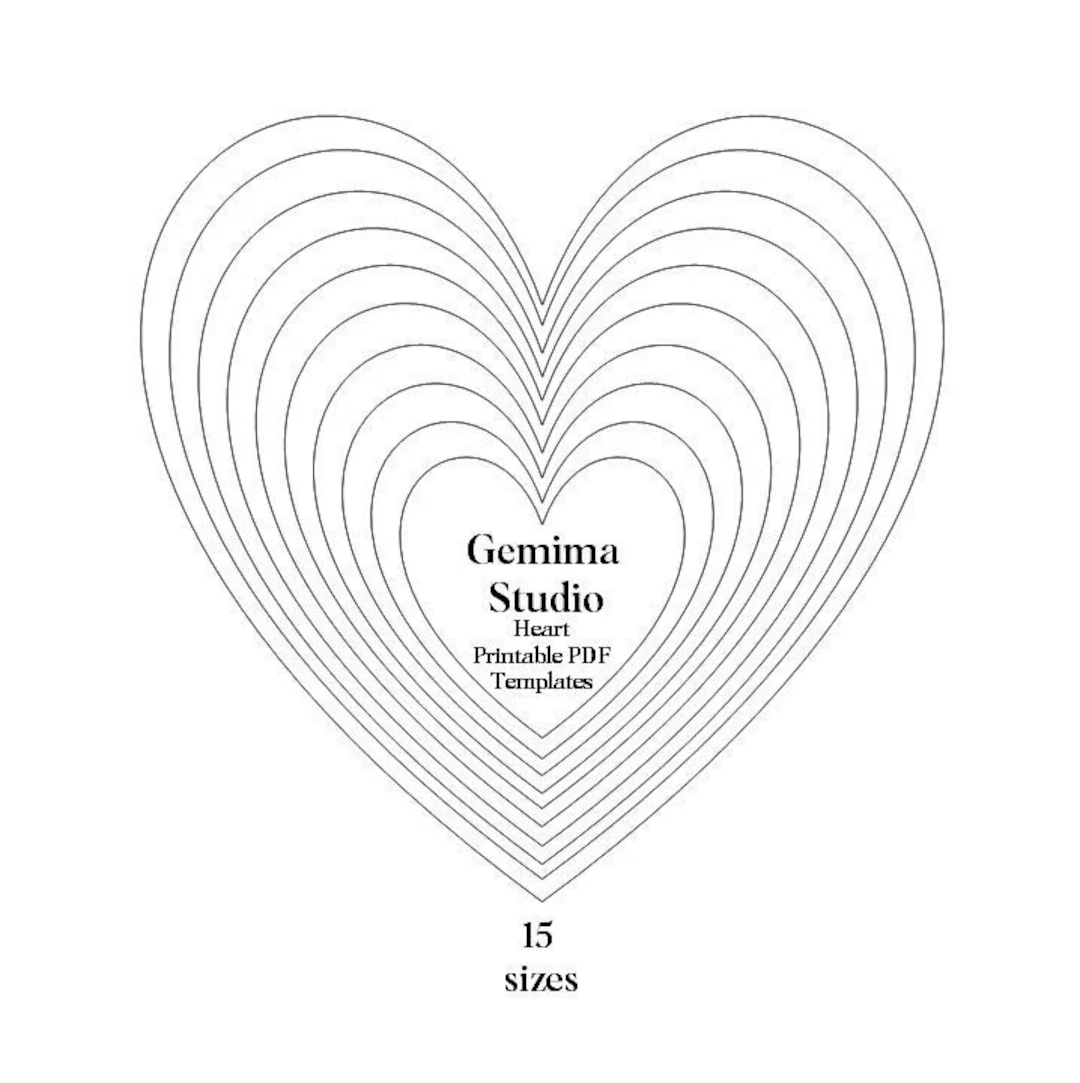 Heart Templates In 15 Sizes PDF Download Etsy Israel