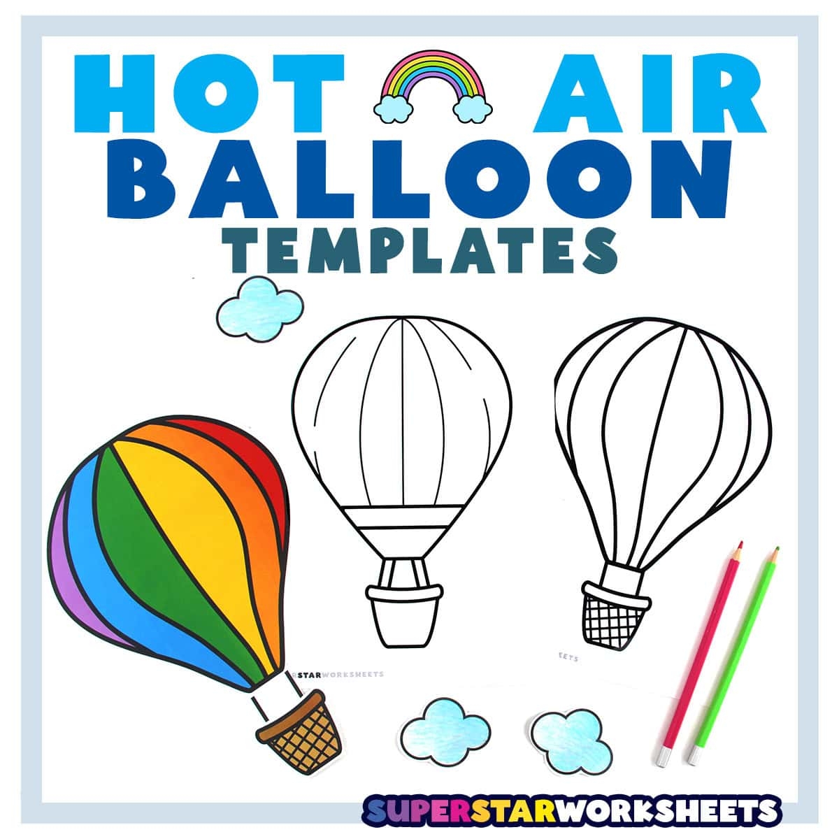 Hot Air Balloon Template Free Printables Superstar Worksheets