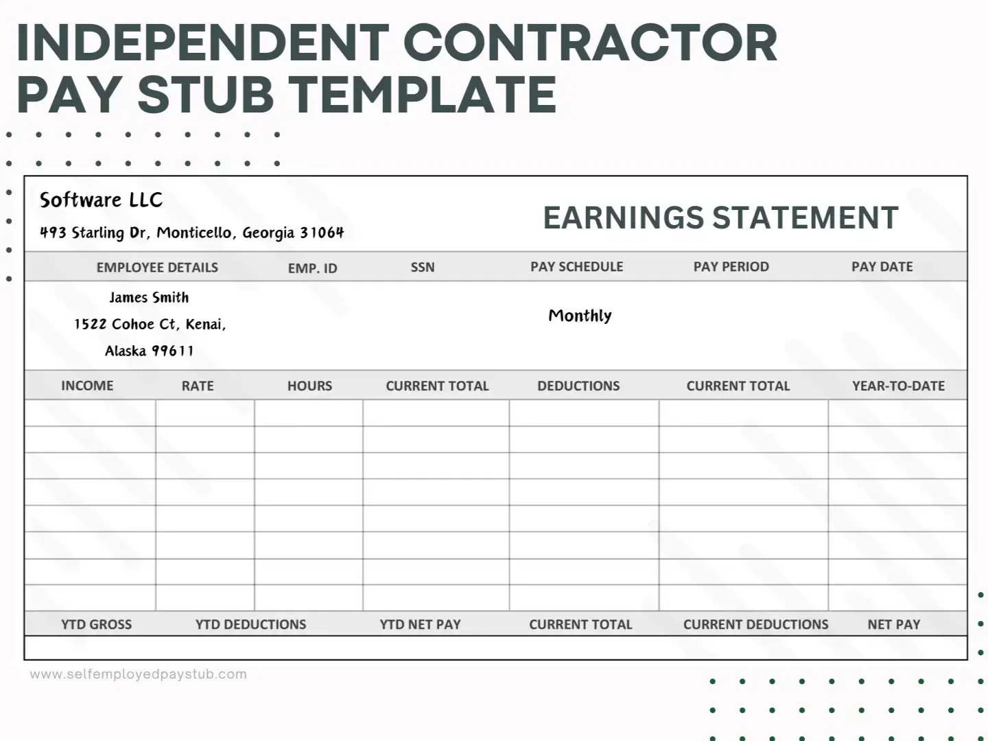 Independent Contractor Pay Stub Template Essentials Independent Contractor Pay Stub Template Essentials