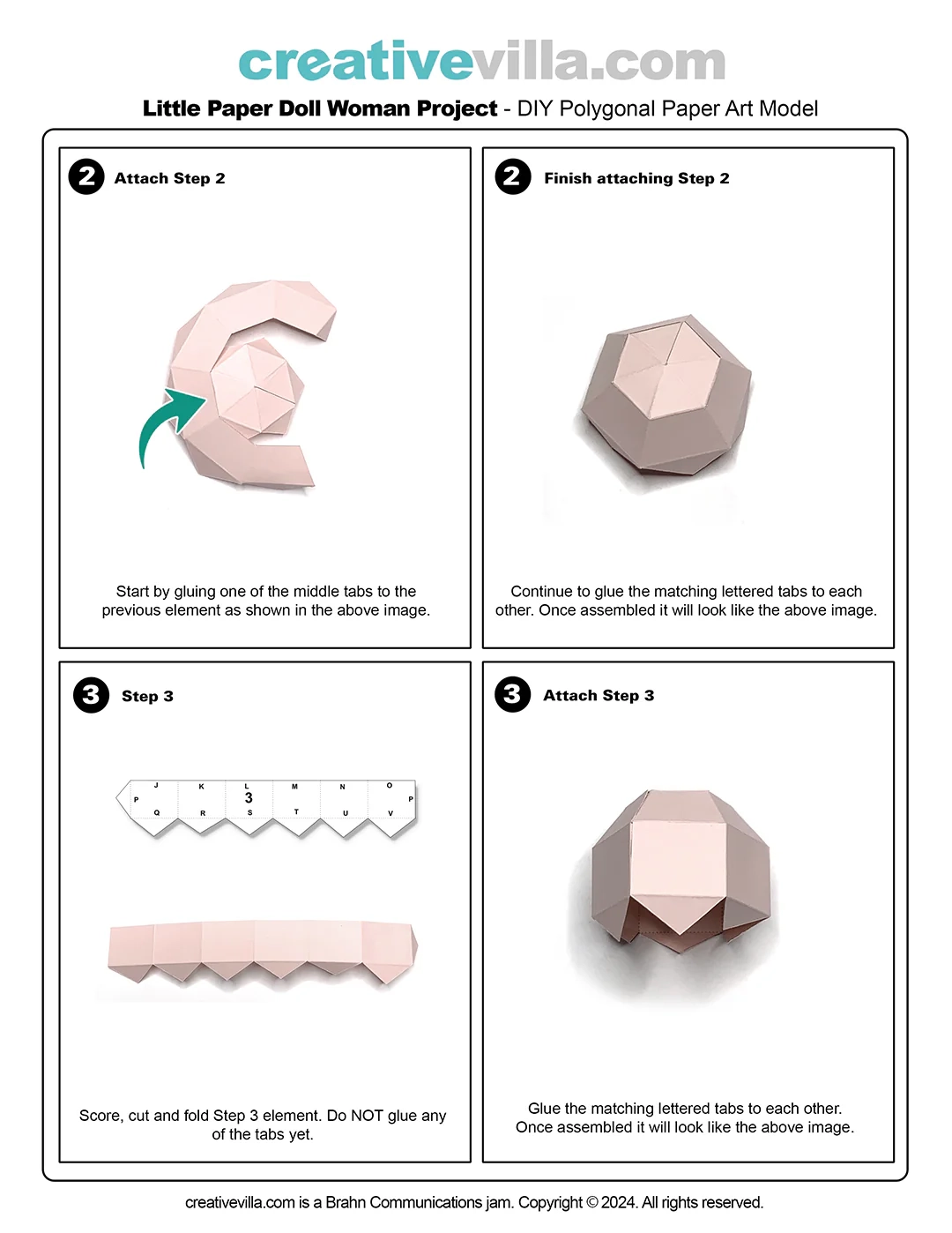 Little Paper Doll Woman DIY Low Poly Paper Model Template Paper Cra Creativevilla