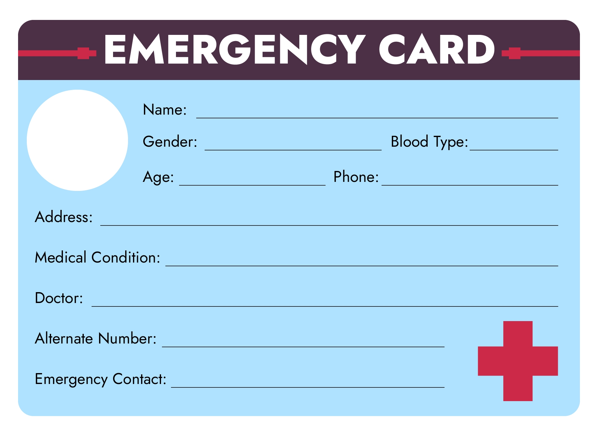 Free Printable Emergency Card Template