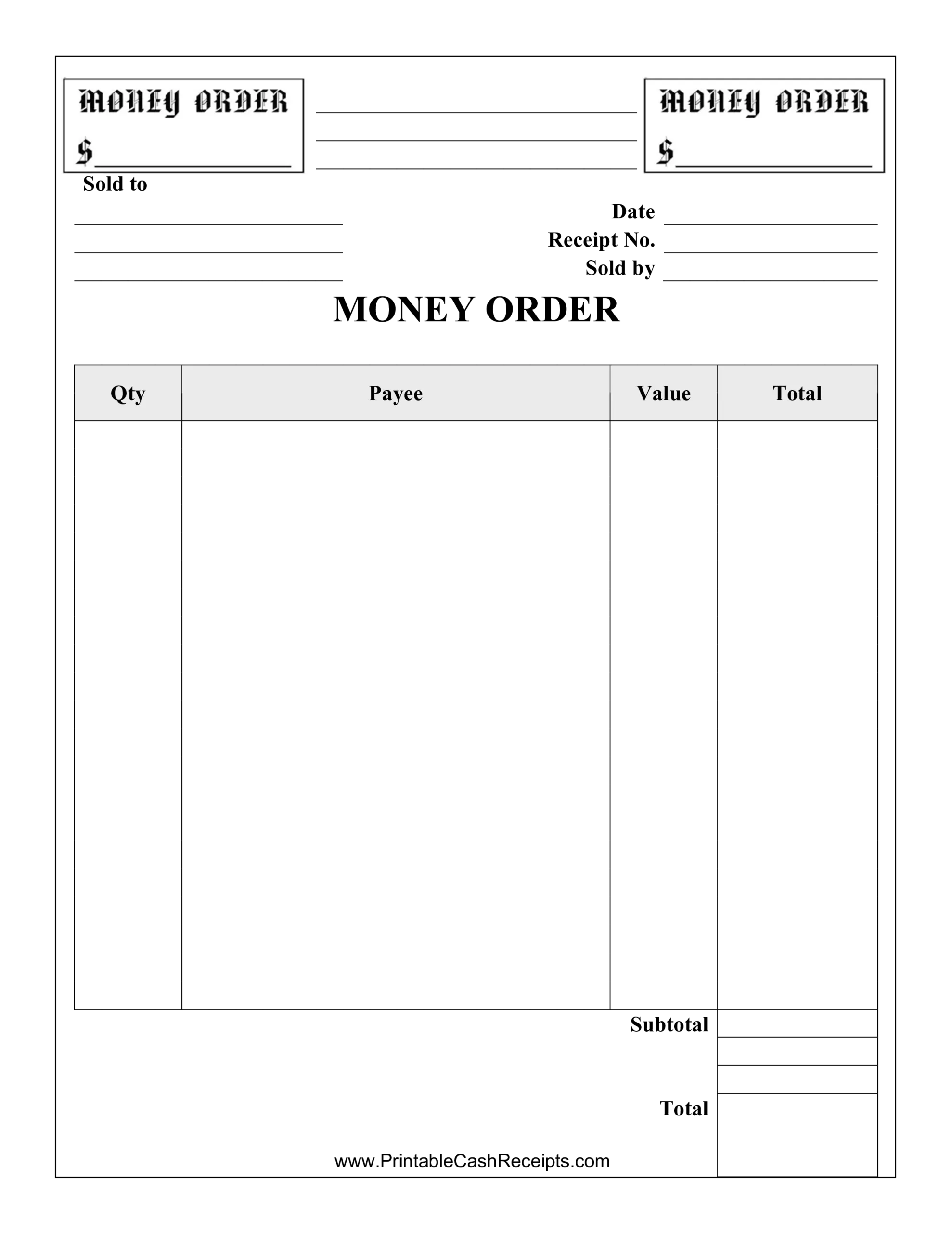 Money Order Template