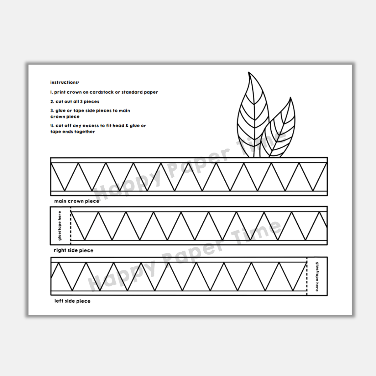 Native American Headband Feathers Paper Crown Printable Coloring Craft Made By Teachers