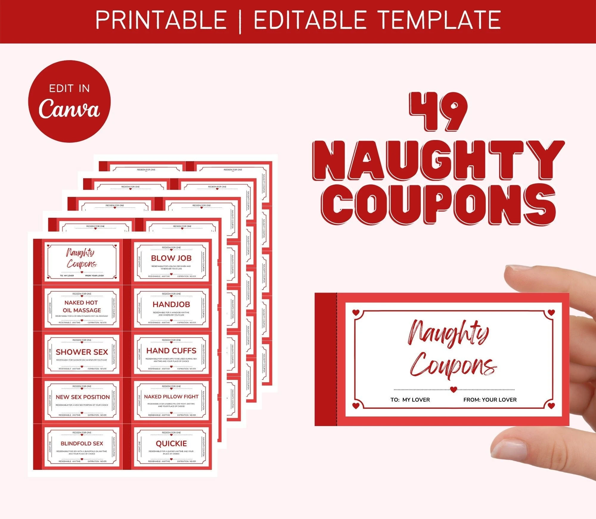 Naughty Coupons Digital Template Printable Sex Coupon Anniversary Gifts Love Kinky Him Her Last Minute Gift Mature Valentines Day Etsy