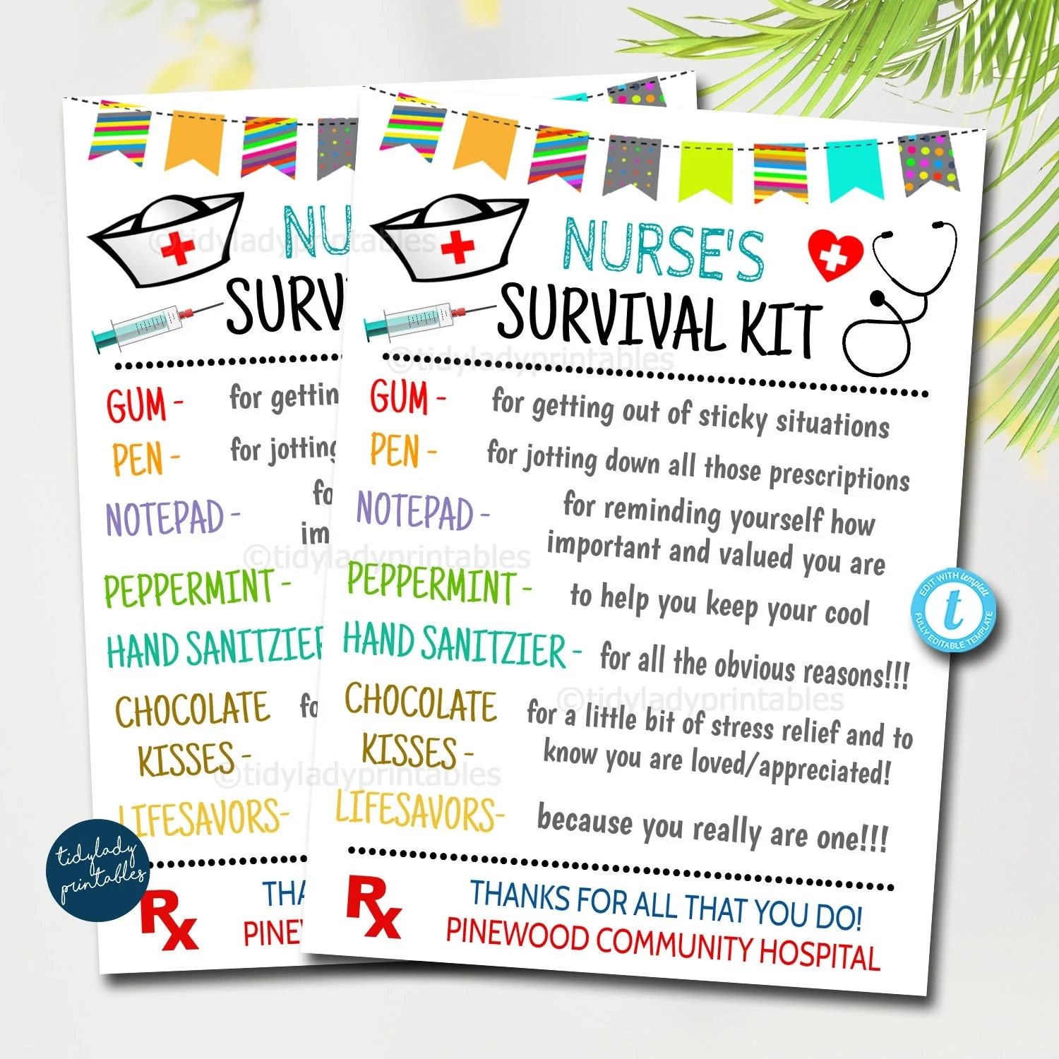Nurse Survival Kit Gift Tags National Nurses Day TidyLady Printables Nurse Survival Kit Gift Tags National Nurses Day TidyLady Printables