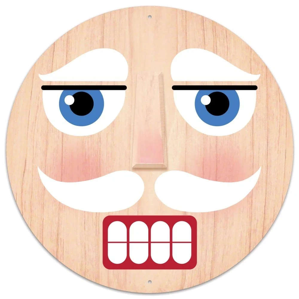 Nutcracker Face Metal Sign Tan 12 Dia Holiday Whimsy Nutcracker Face Metal Sign Tan 12 Dia Holiday Whimsy