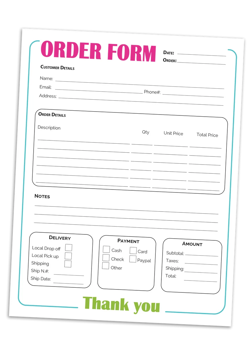 Free Printable Order Form Templates Free Printable Order Form Templates