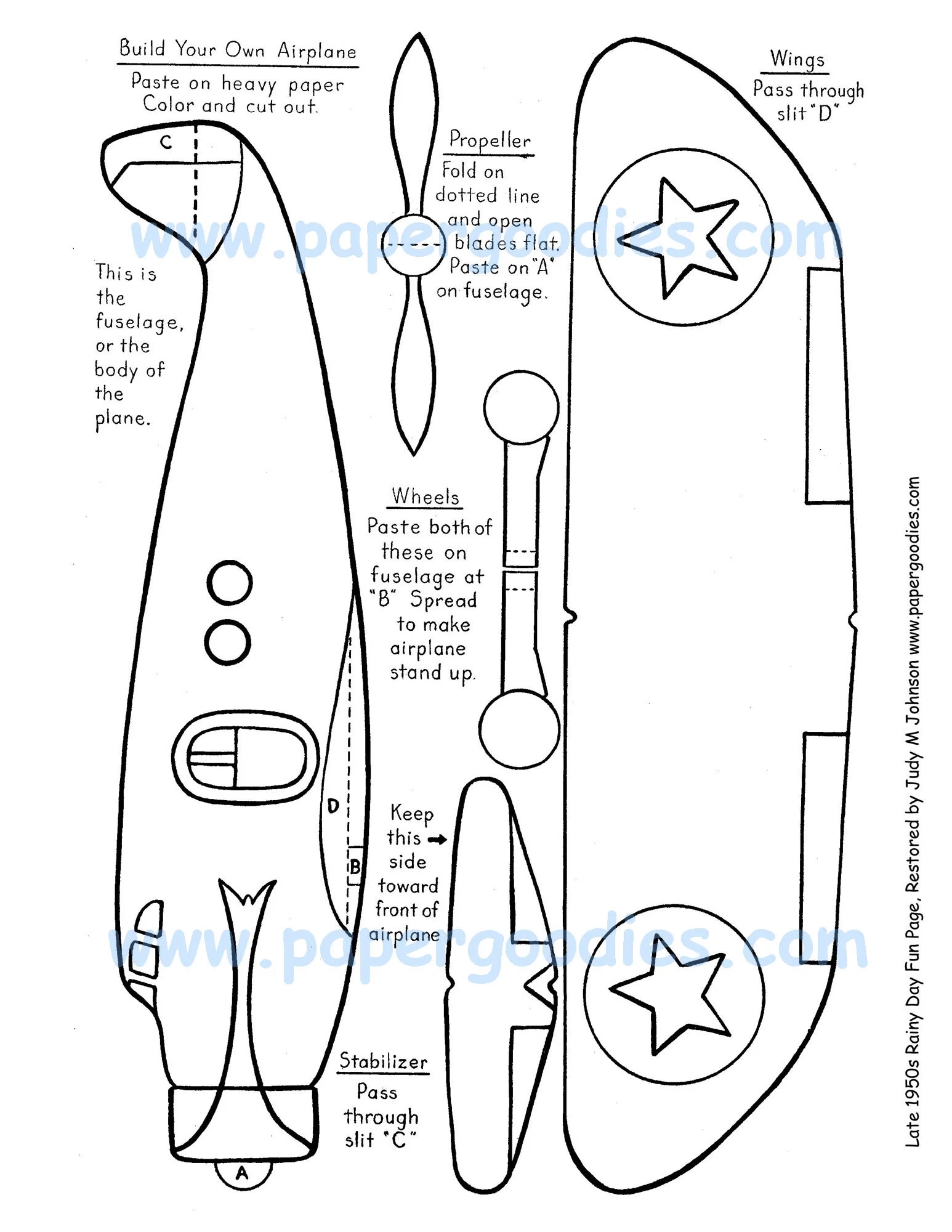 Printable Paper Plane Model Template