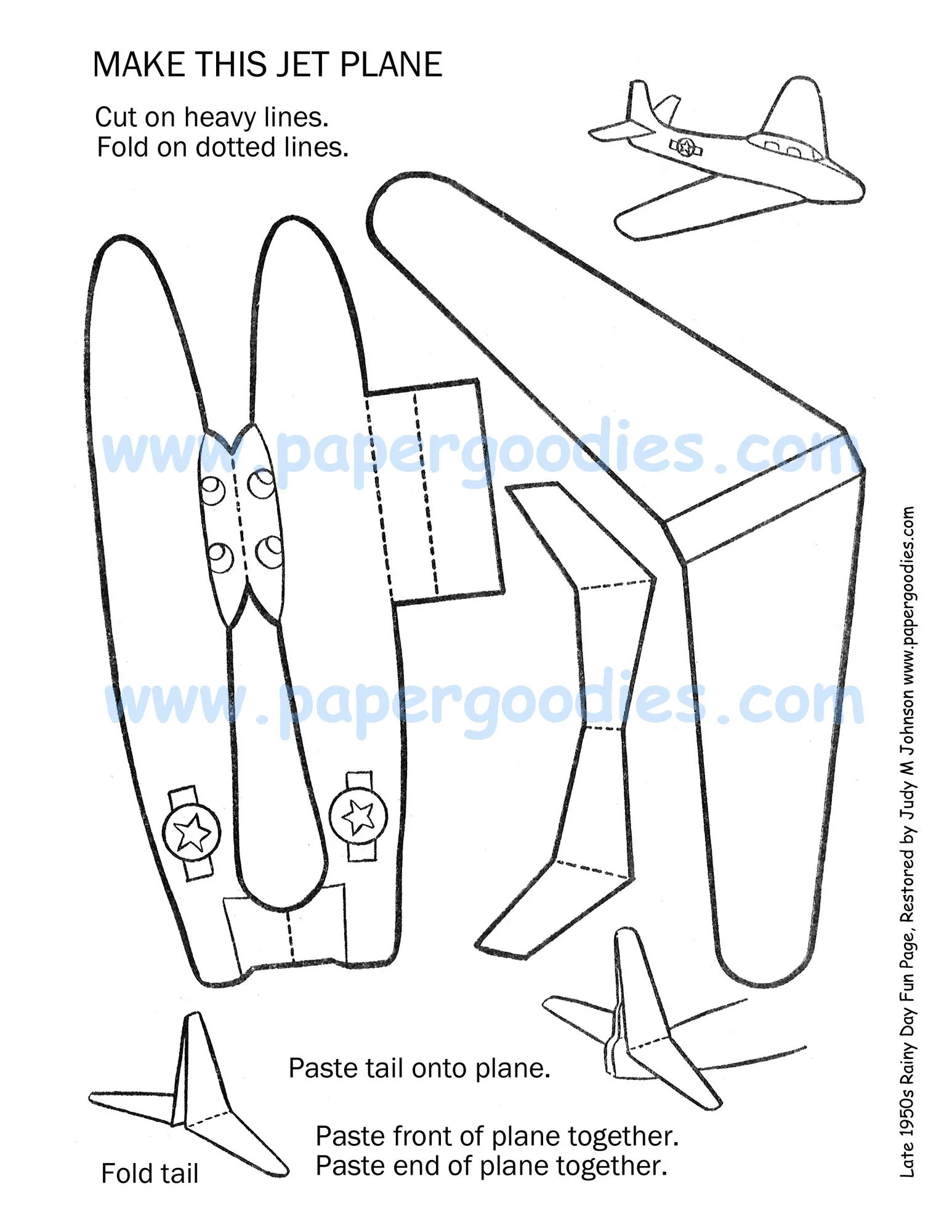 Paper Airplane Color cut fly Toy printable Digital Download Etsy