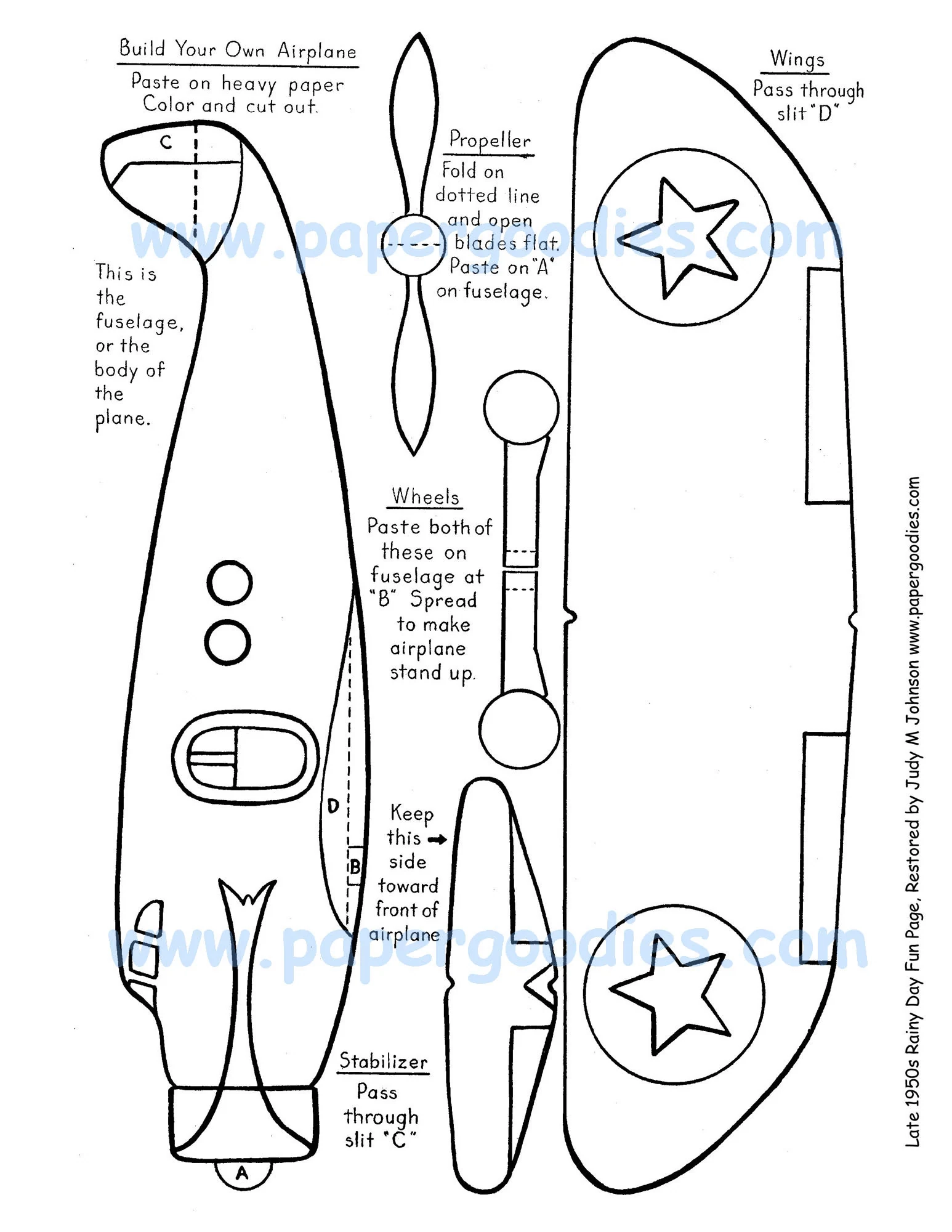 Printable Paper Airplane Folding Template