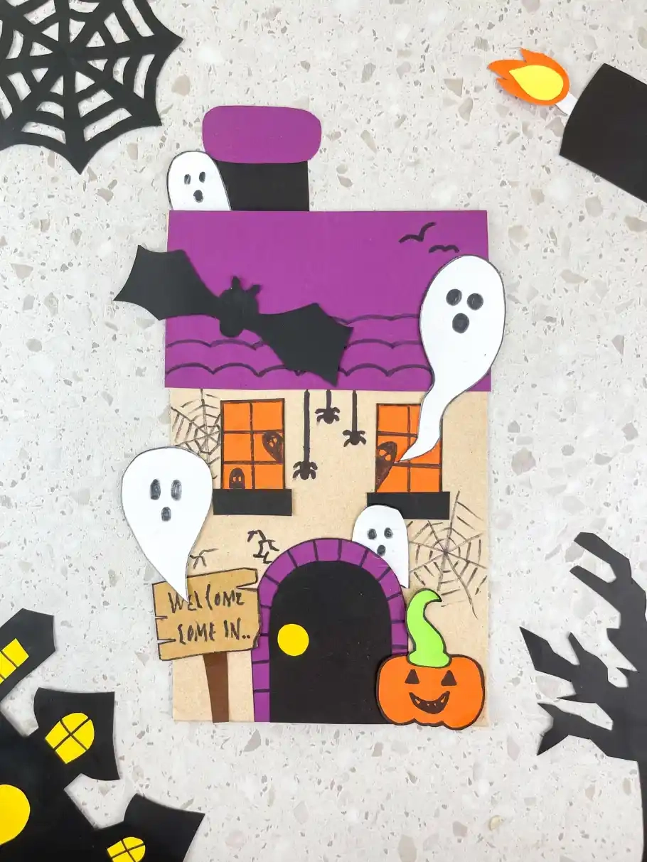 Printable Paper Bag Haunted House Template