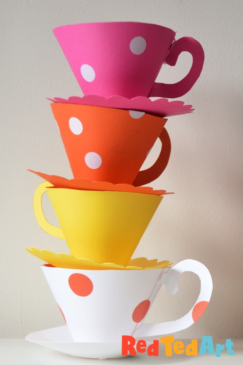 Paper Teacup Printable Tea Party Games Red Ted Art Kids Crafts