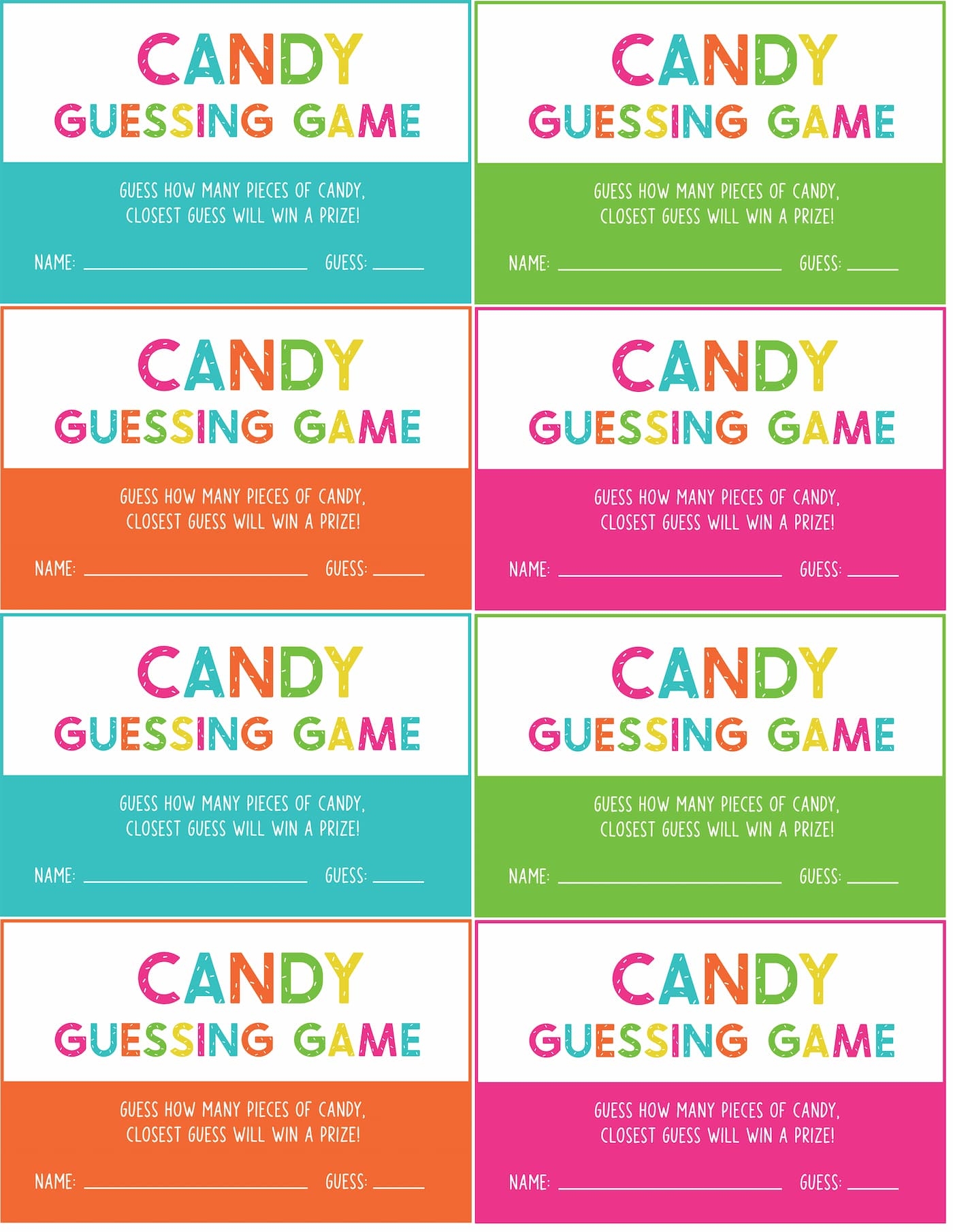 Free Printable Candy Guessing Game Template Free Printable Candy Guessing Game Template