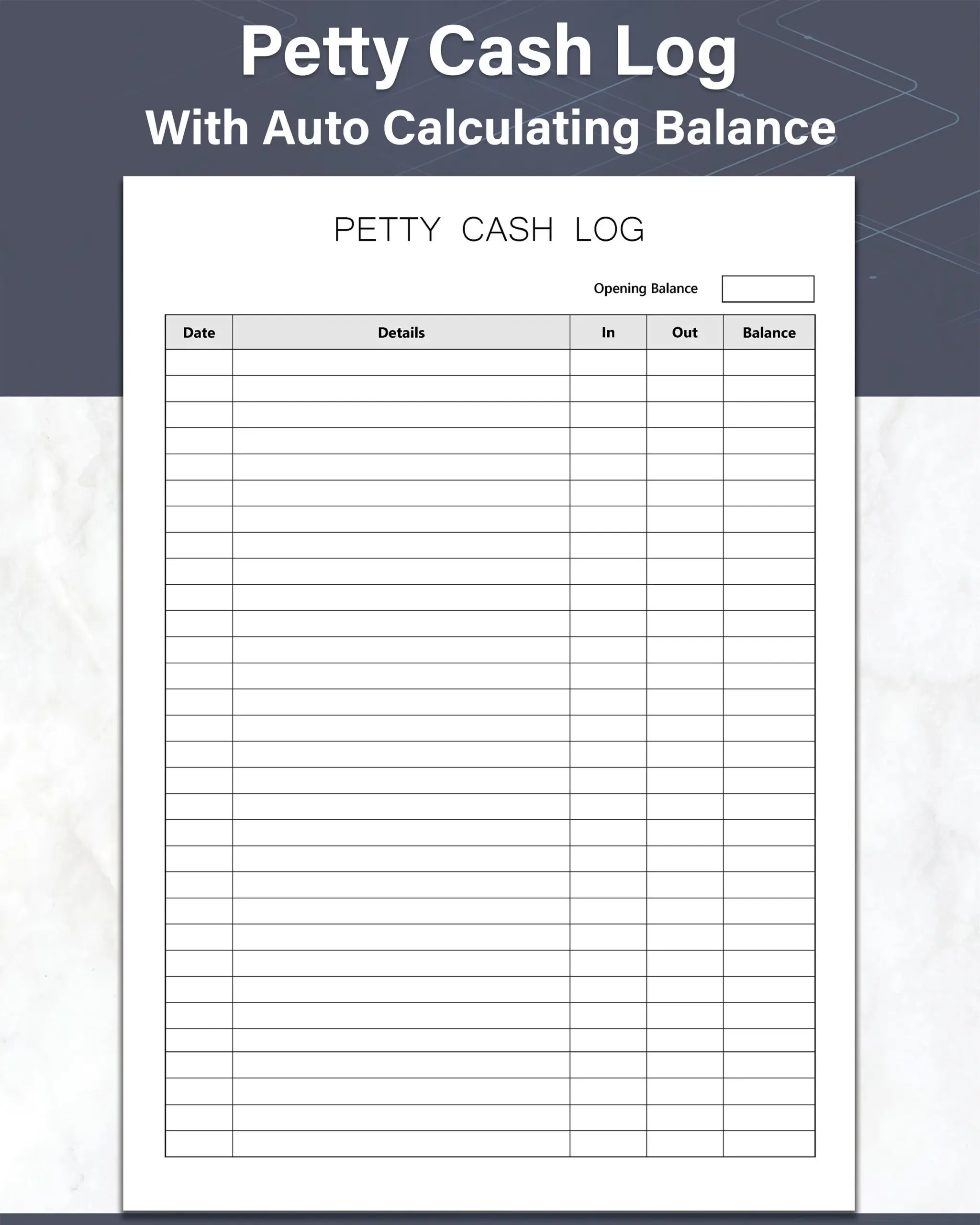 Petty Cash Log Fillable And Printable Cash Flow Log Sheet Ideal Accounting Ledger For Your Small Business Bookkeeping Etsy