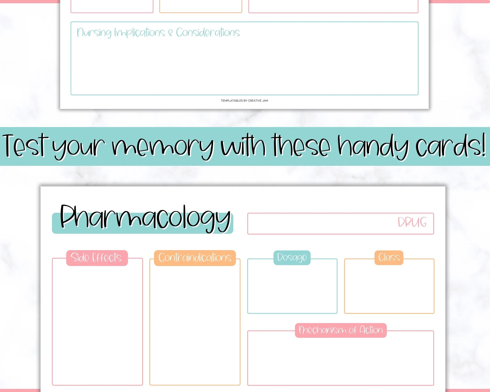 Pharmacology Drug Card Template For Nursing School Nurse Flashcards
