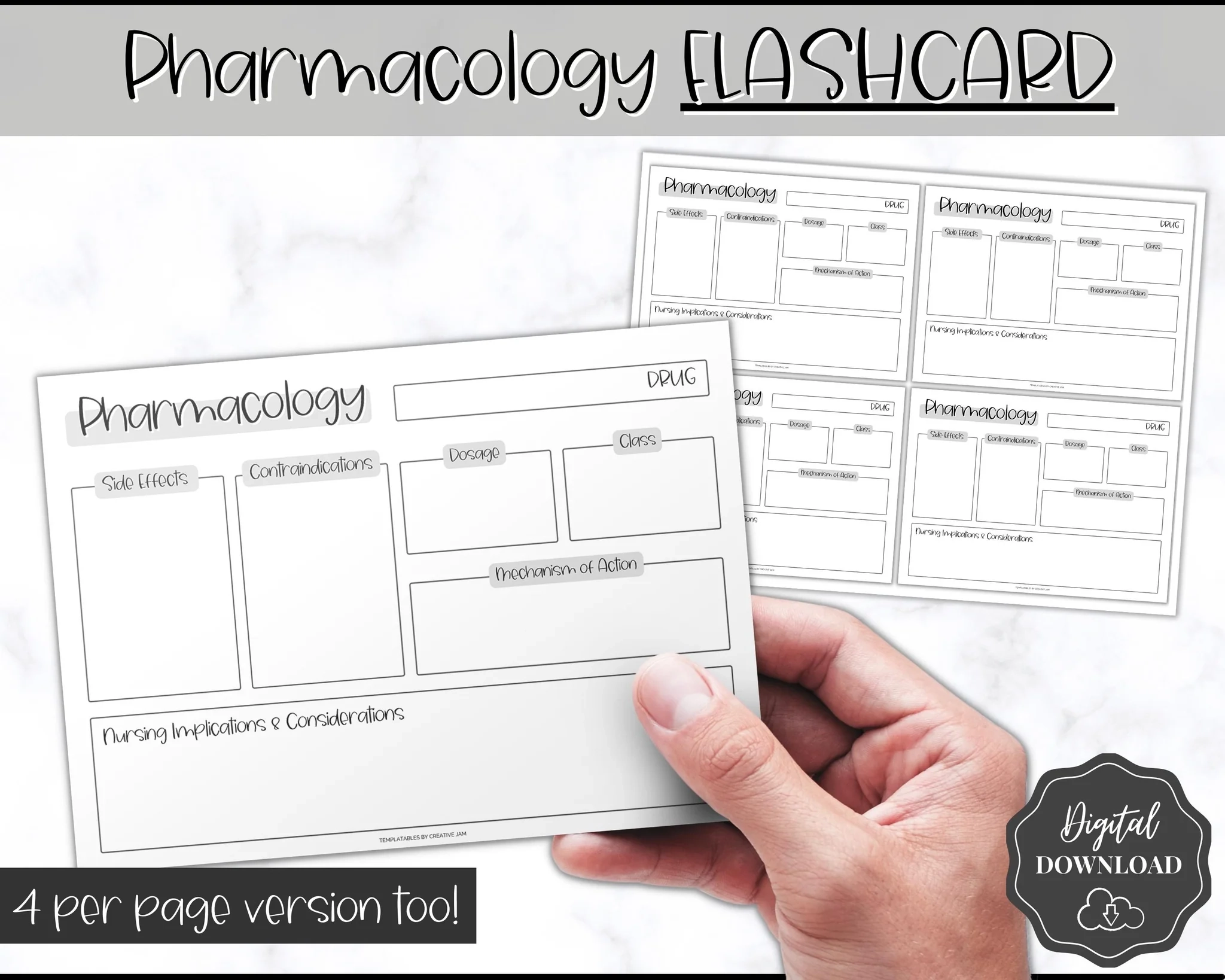 Pharmacology Drug Card Template For Nursing School Nurse Flashcards