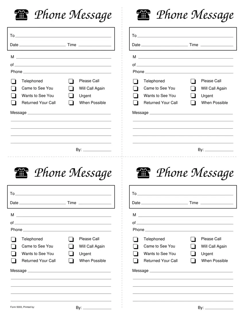 Phone Message Slips Fill Out Printable PDF Forms Online