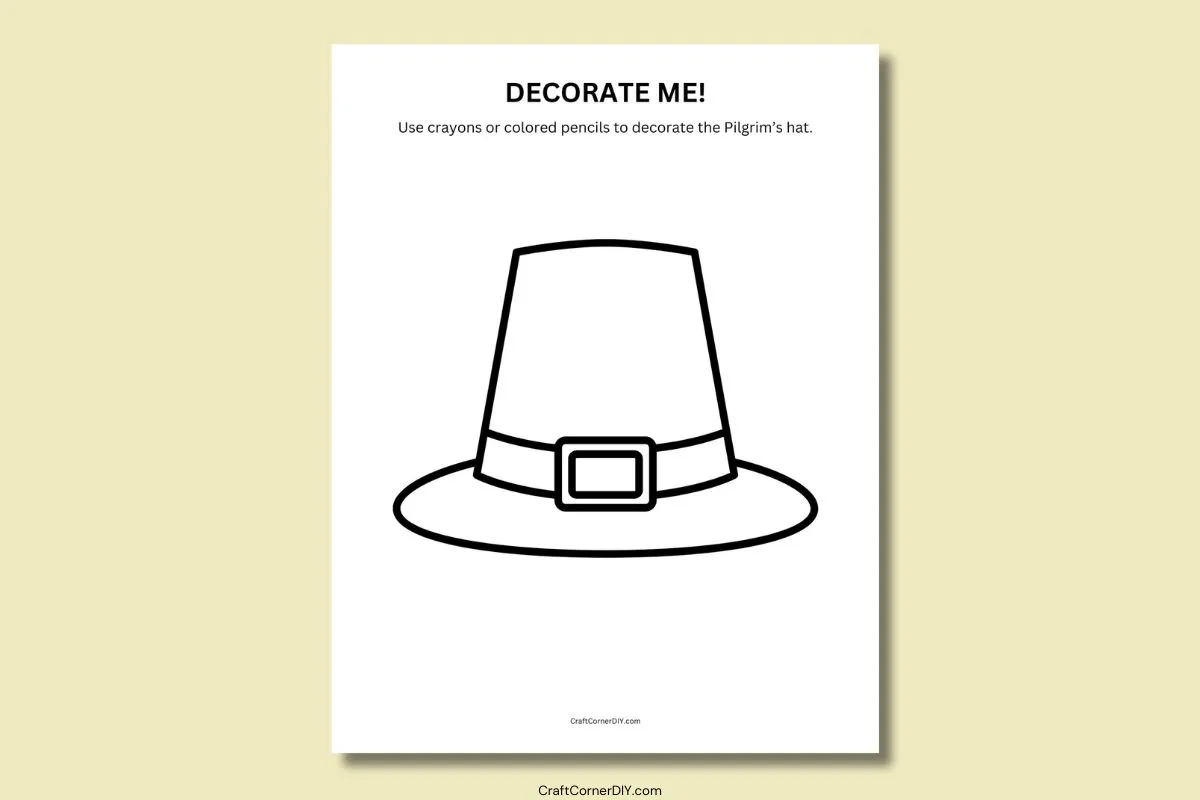 Pilgrim Hat Coloring Page For Thanksgiving Craft Corner DIY