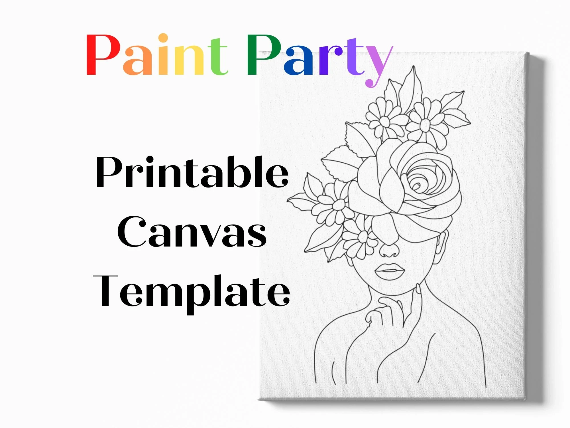 Pre drawn Canvas Stencil DIY Paint Party Template digital Download Etsy