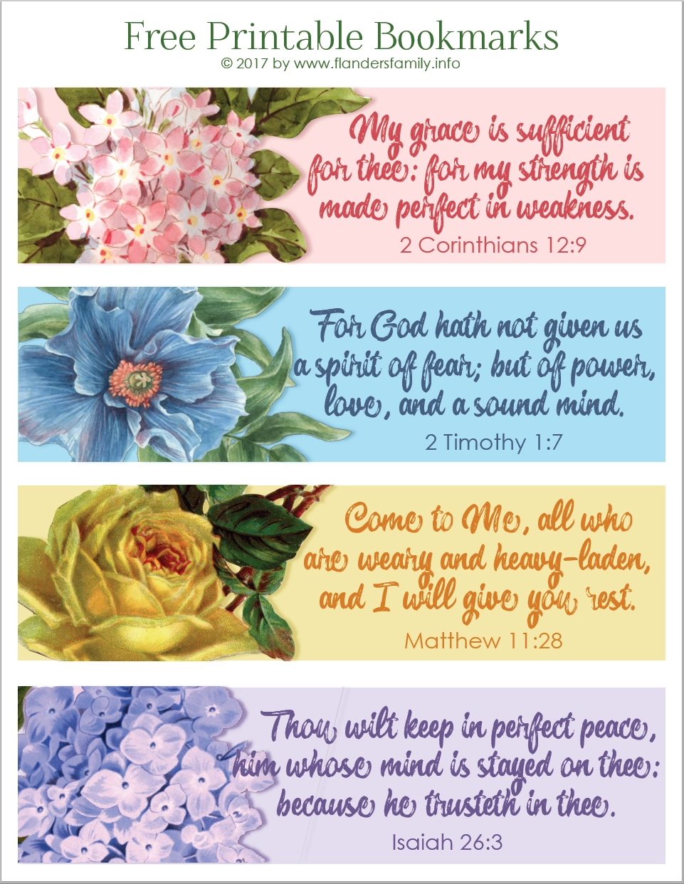 Pretty Printable Scripture Bookmarks Flanders Family Home Life