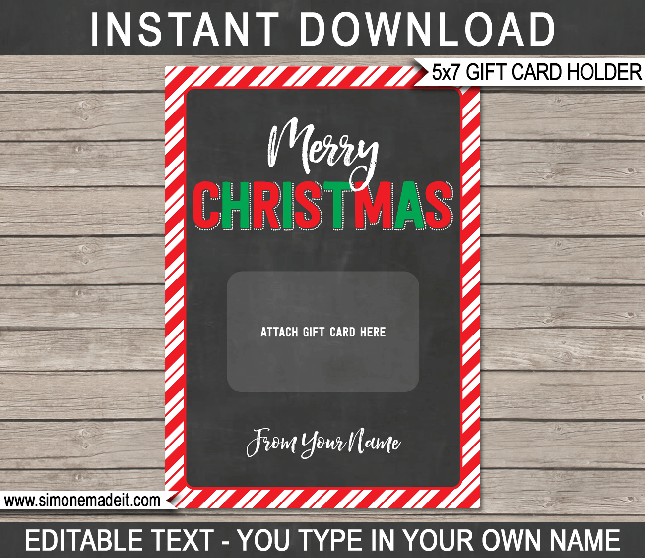 Printable Christmas Gift Card Holder Template Last Minute Christmas Gift