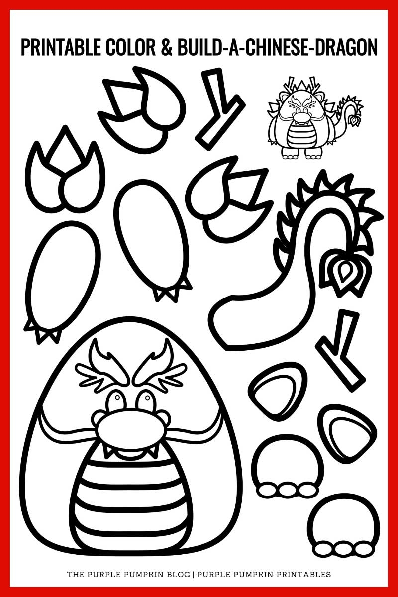 Printable Color And Build A Chinese Dragon