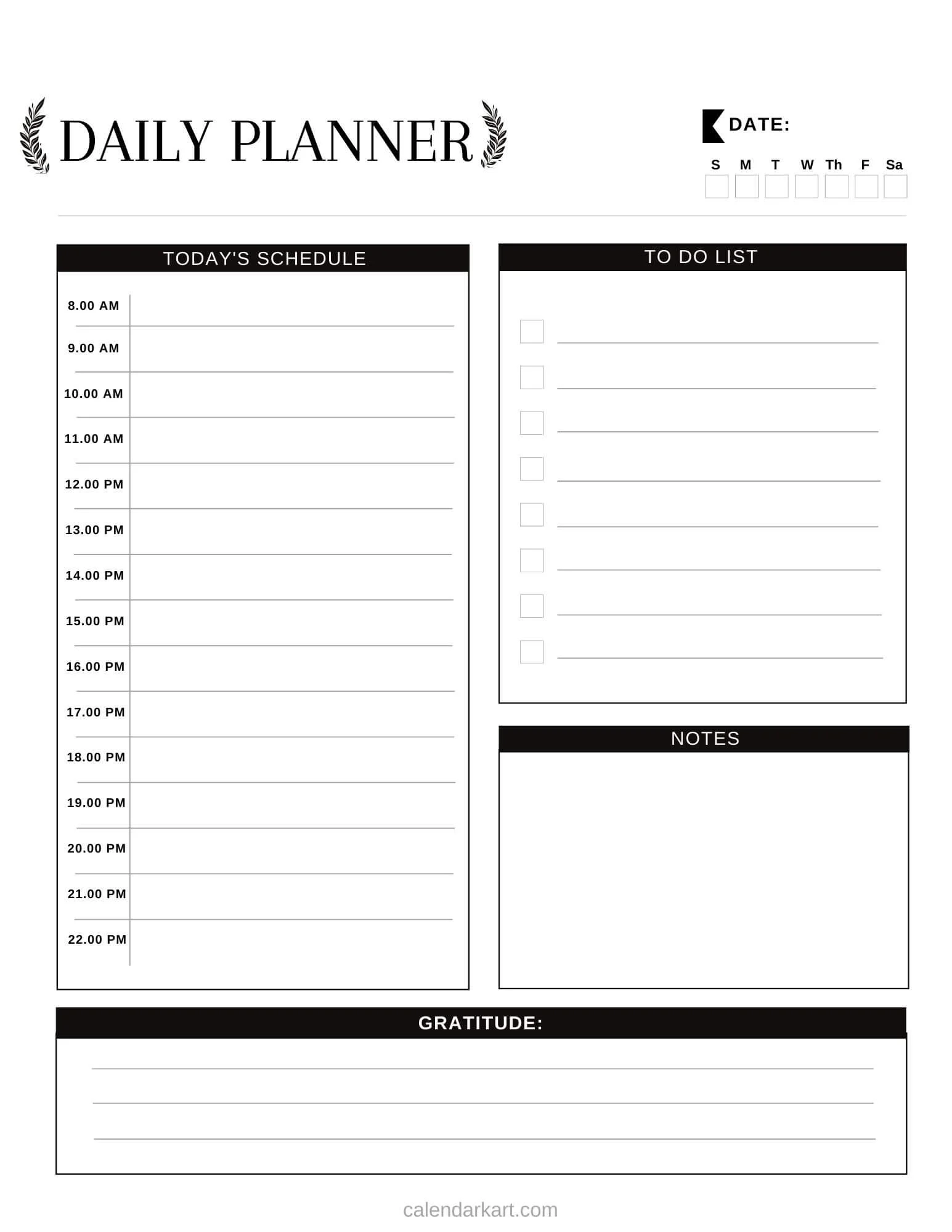 Daily Planner Template Free Printable