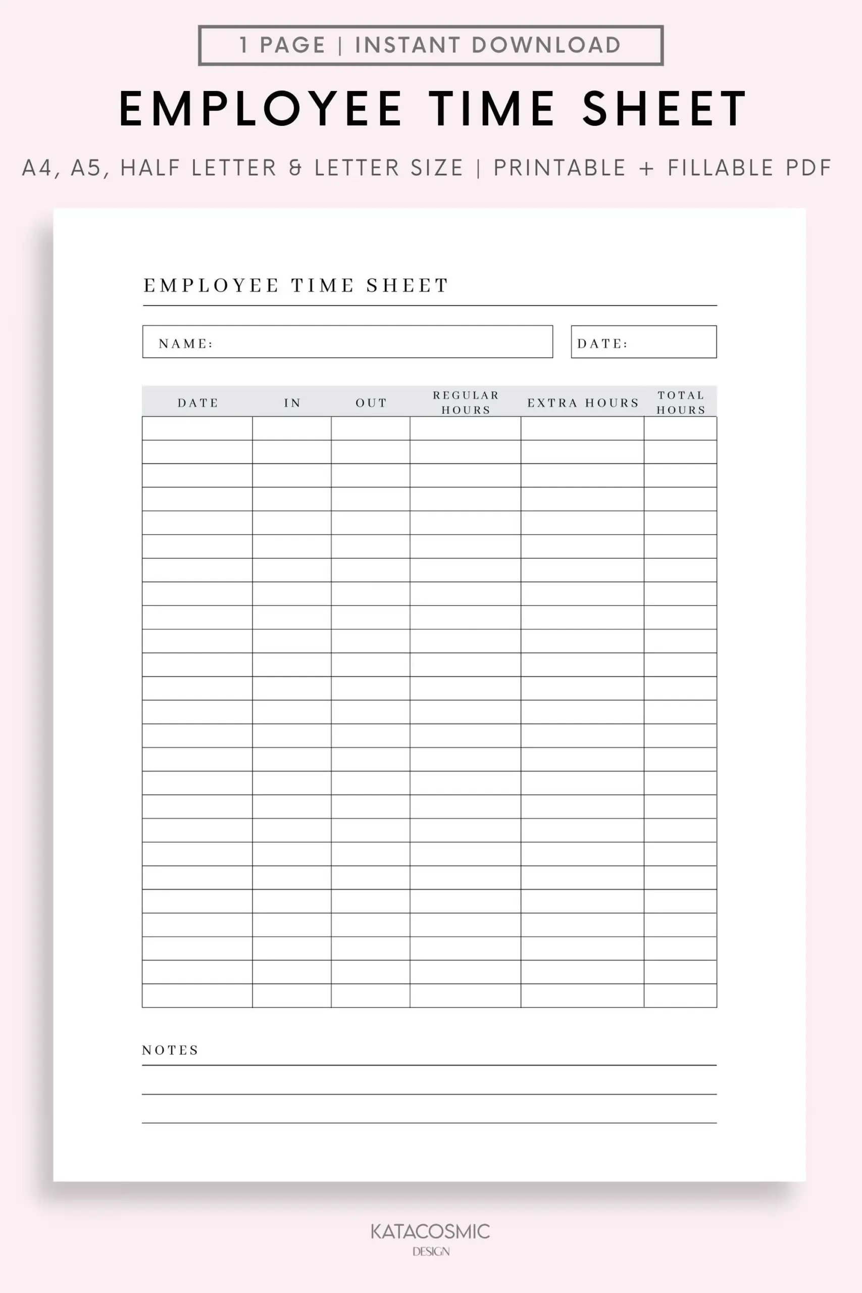 Free Time Card Template Printable